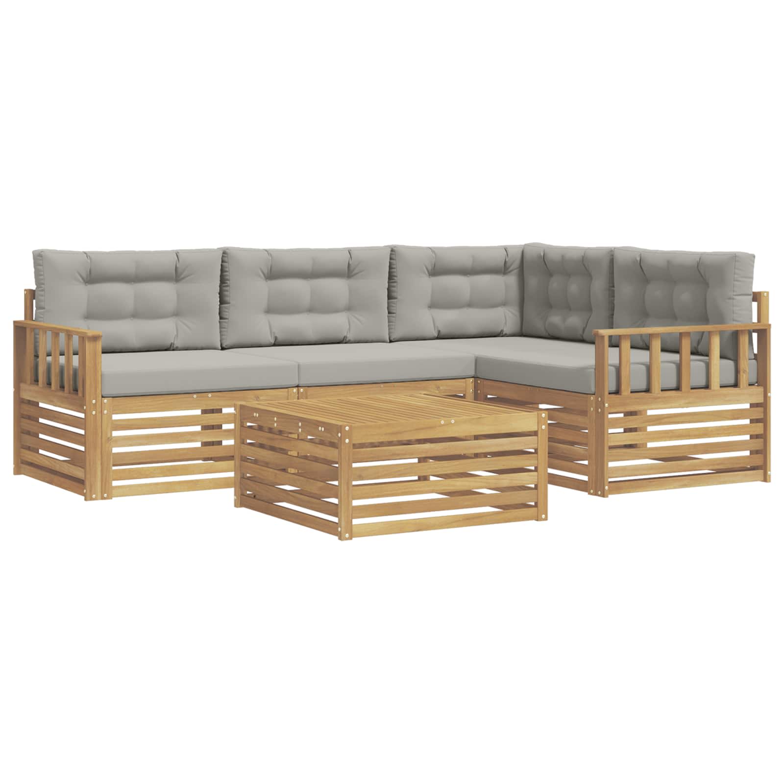 Set vanjskih sofa 6 pcs Bijela i svjetlosiva Poliester