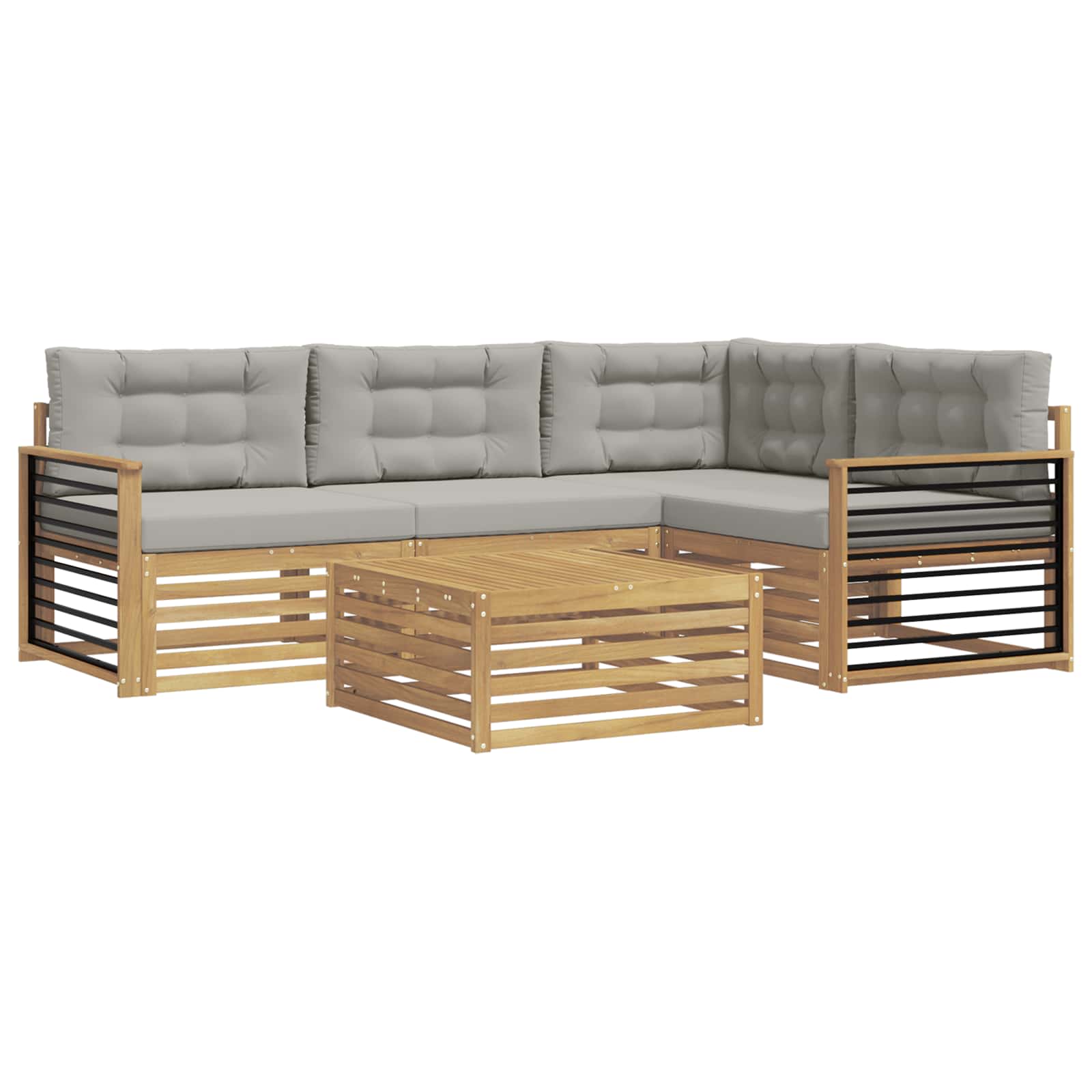 Set vanjskih sofa 6 pcs Bijela i svjetlosiva Poliester