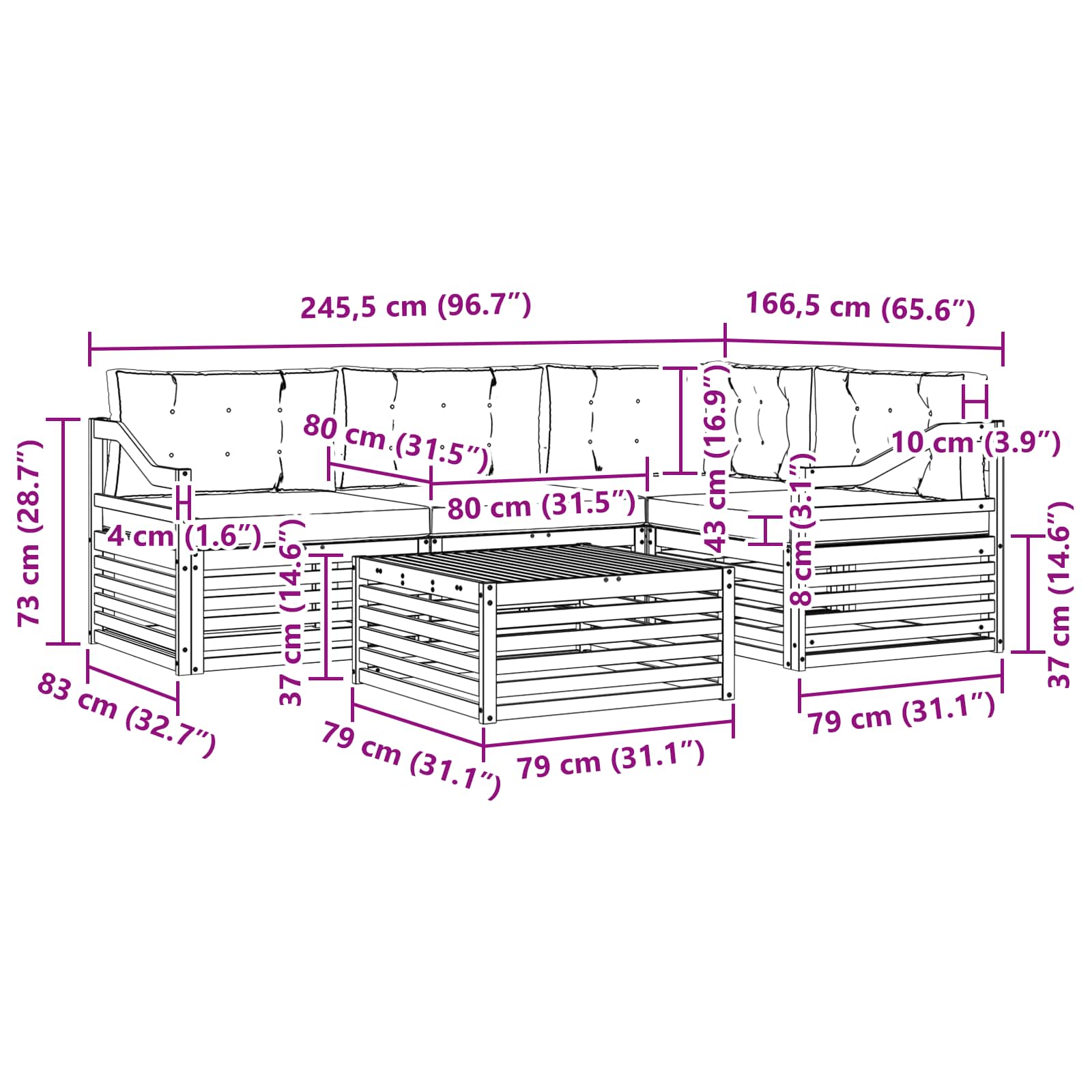 Set vanjskih sofa s jastukom 5 pcs Bijela i krem Poliester