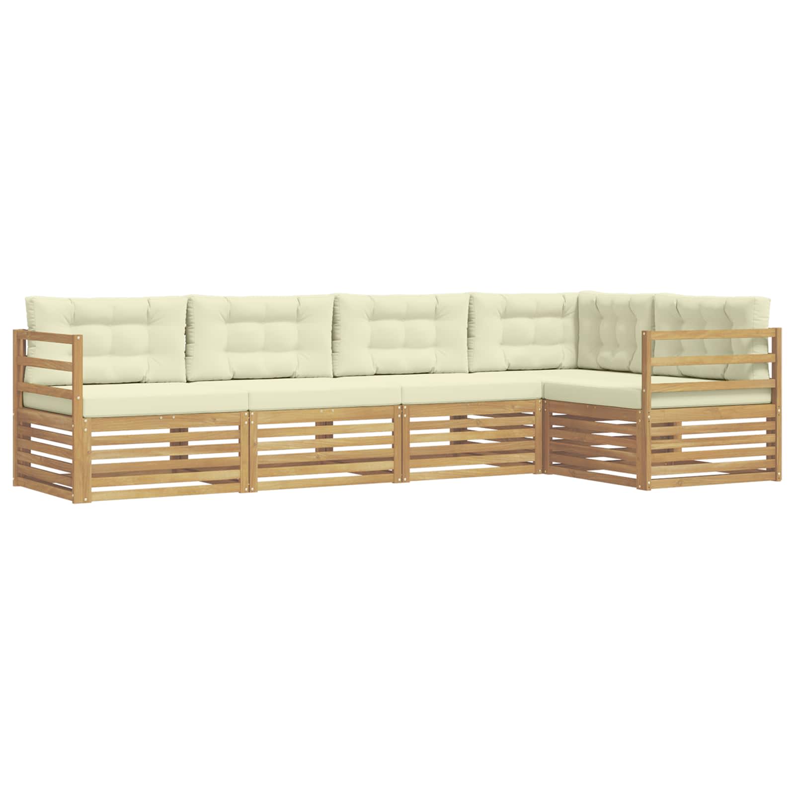 Set vanjskih sofa s jastukom 5 pcs Bijela i krem Poliester