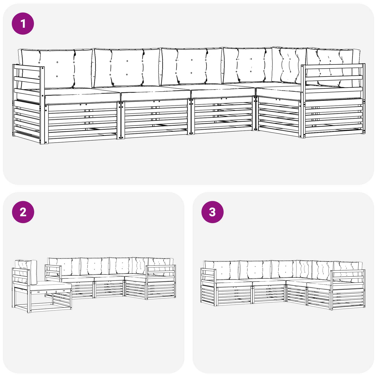 Set vanjskih sofa 5 pcs Bijela i svjetlosiva Poliester