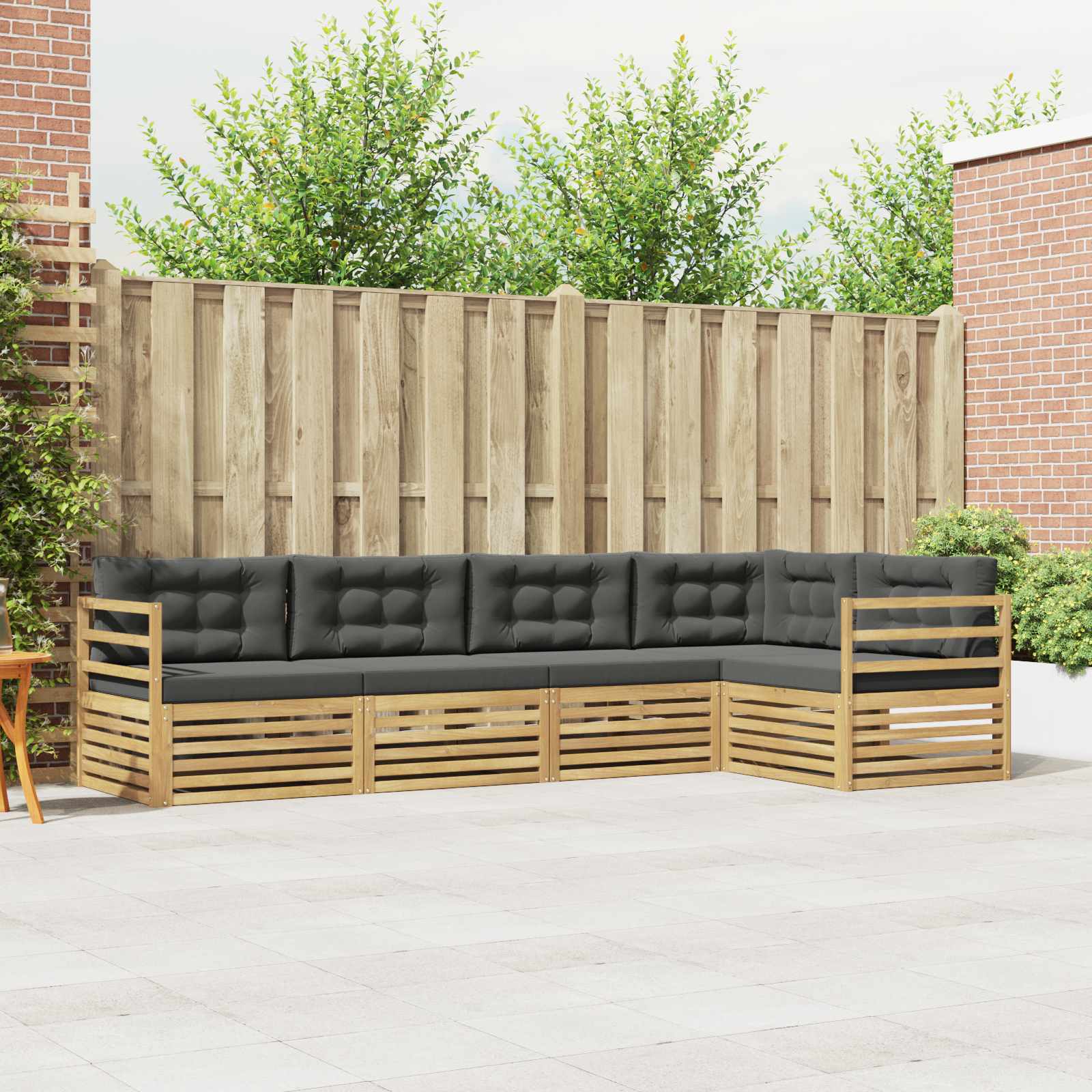 Set vanjskih sofa s jastukom 5 pcs Bijela i antracit Poliester