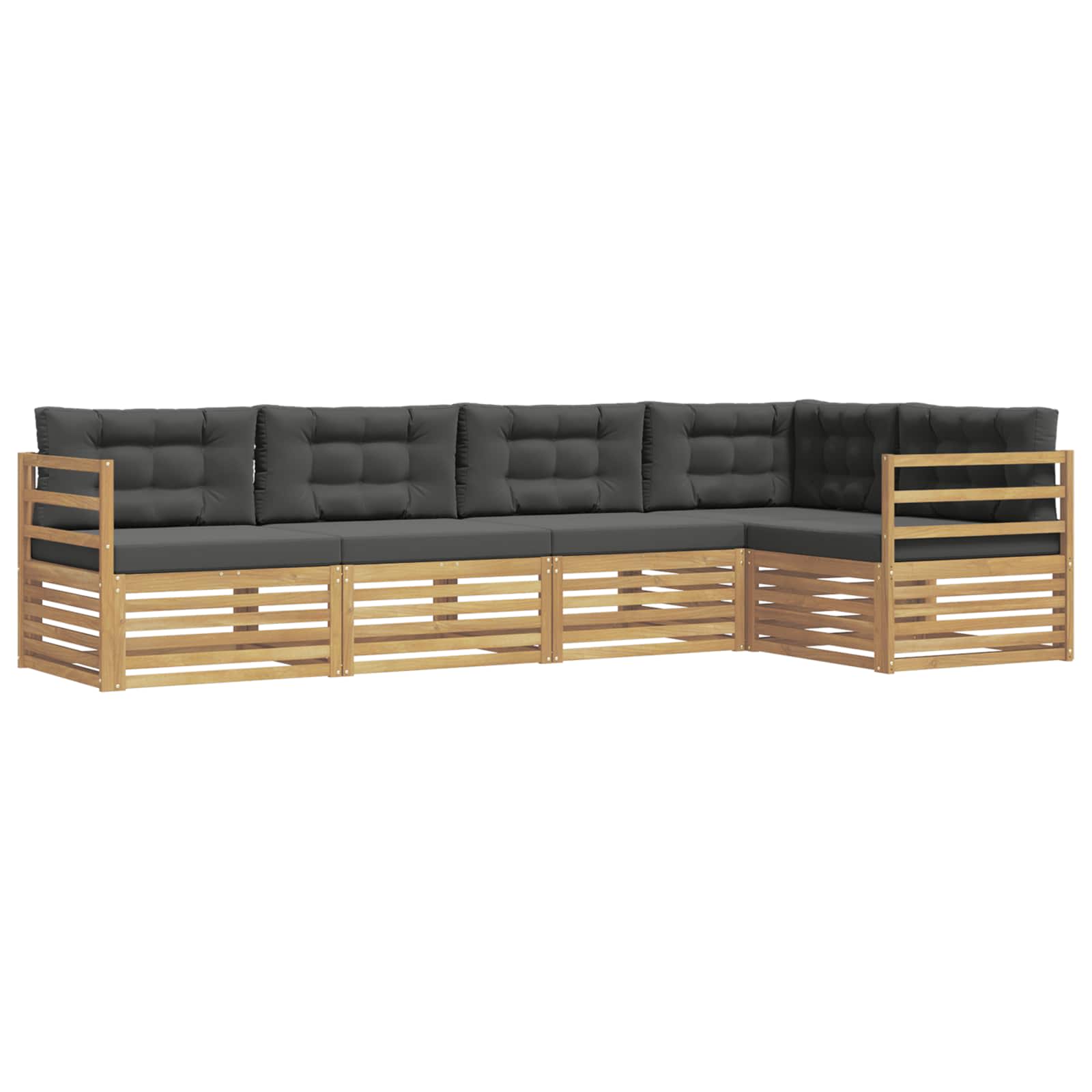 Set vanjskih sofa s jastukom 5 pcs Bijela i antracit Poliester