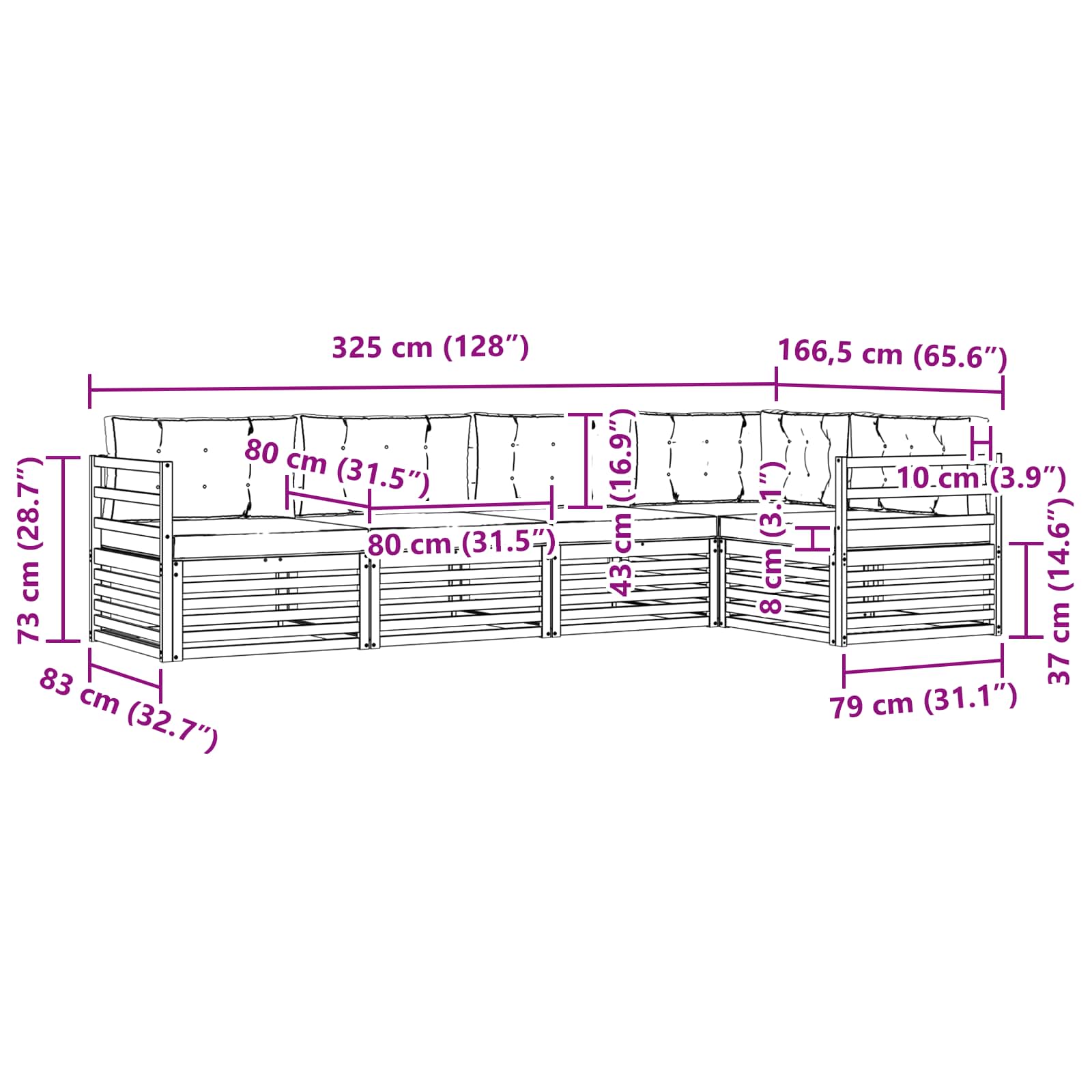 Set vanjskih sofa s jastukom 5 pcs Bijela i antracit Poliester