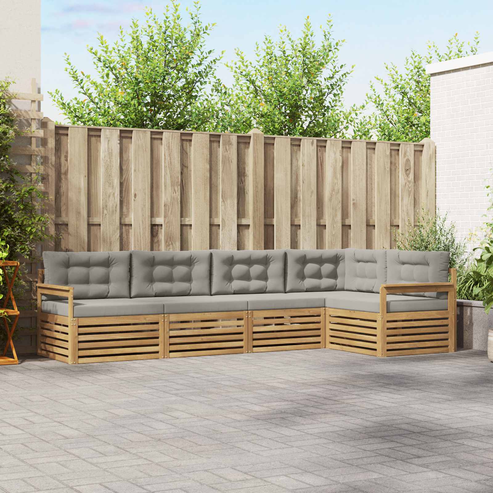 Set vanjskih sofa 6 pcs Bijela i svjetlosiva Poliester