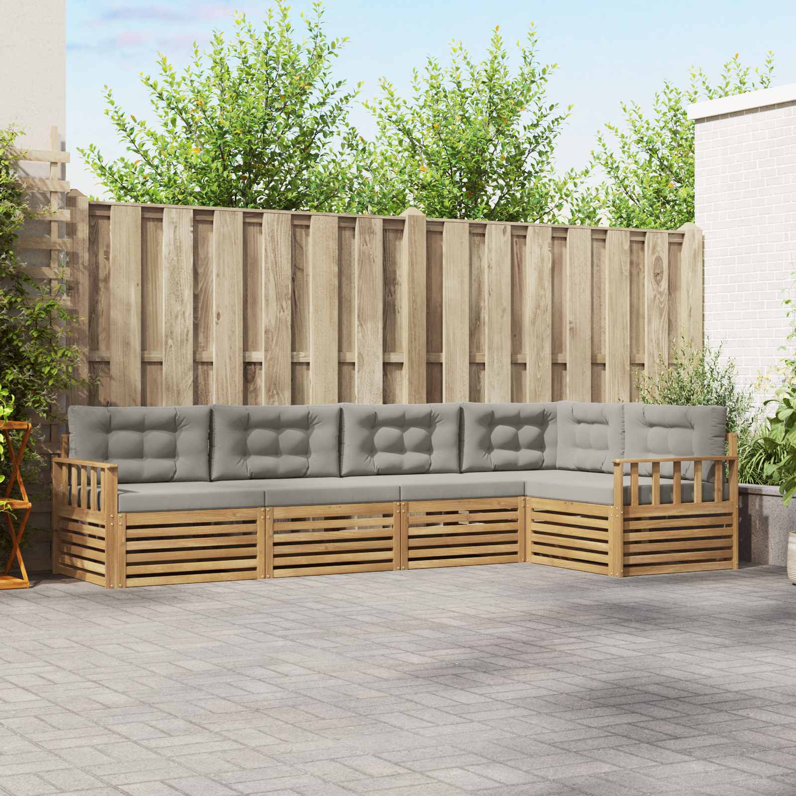 Set vanjskih sofa 6 pcs Bijela i svjetlosiva Poliester