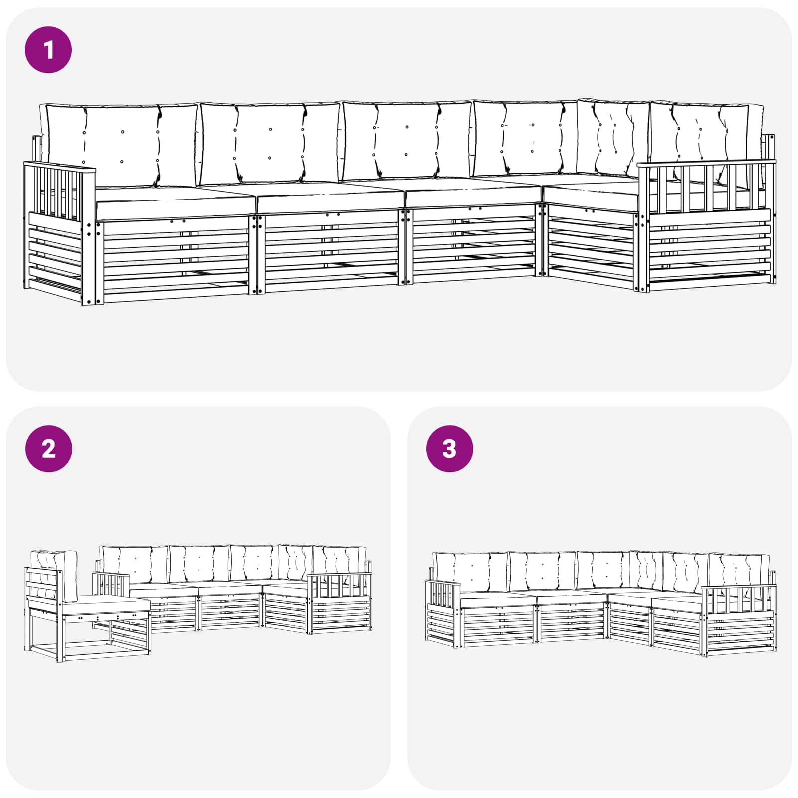 Set vanjskih sofa 6 pcs Bijela i svjetlosiva Poliester