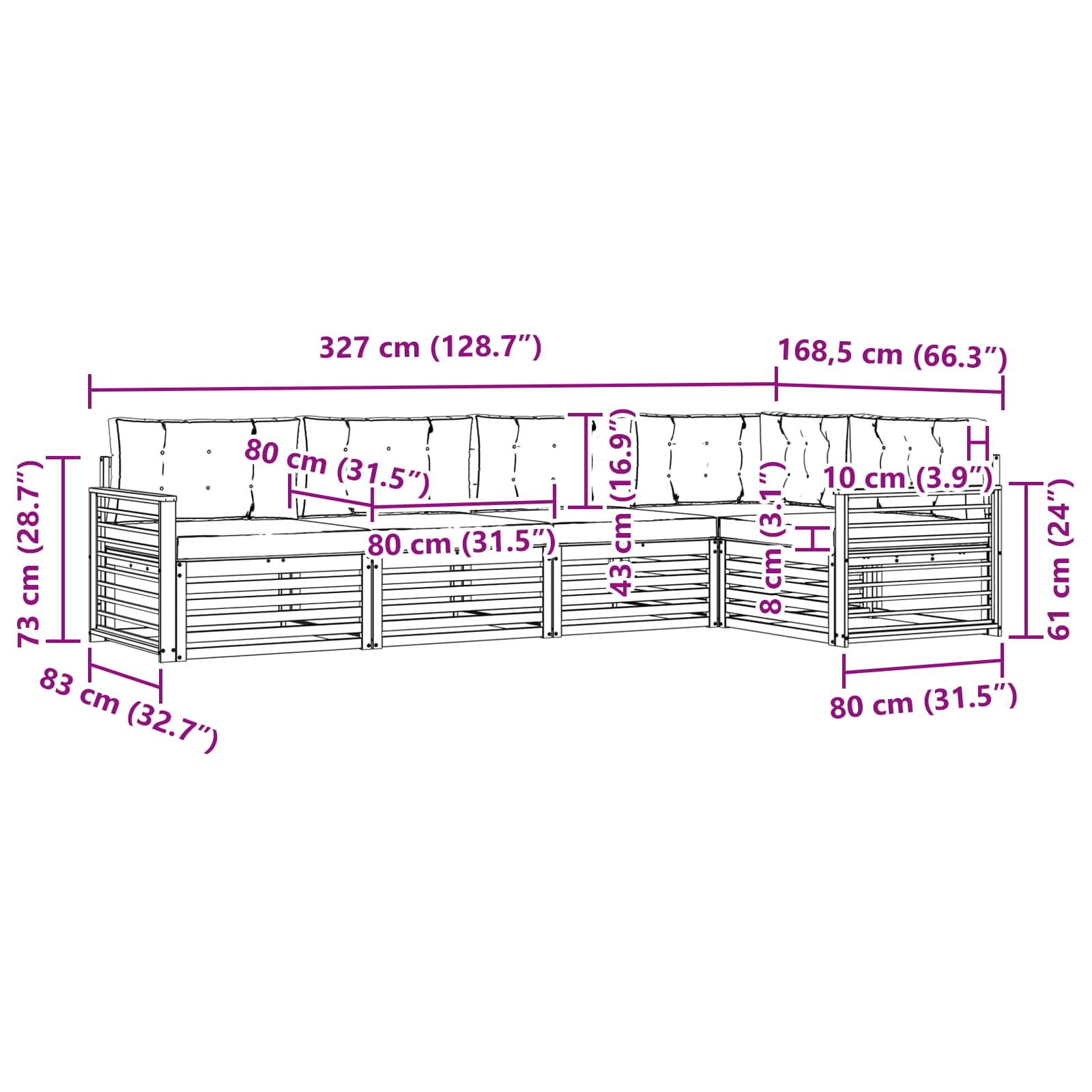 Set vanjskih sofa 6 pcs Bijela i svjetlosiva Poliester