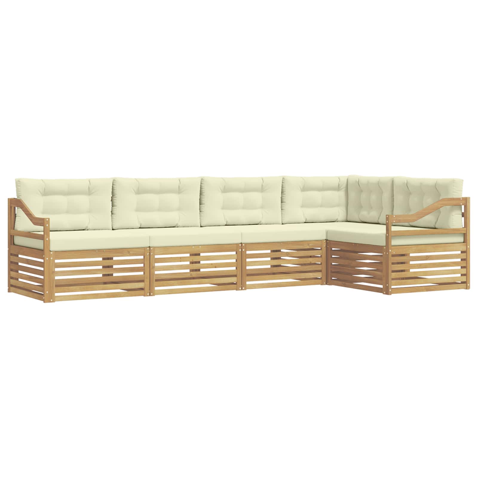 Set vanjskih sofa s jastukom 5 pcs Bijela i krem Poliester