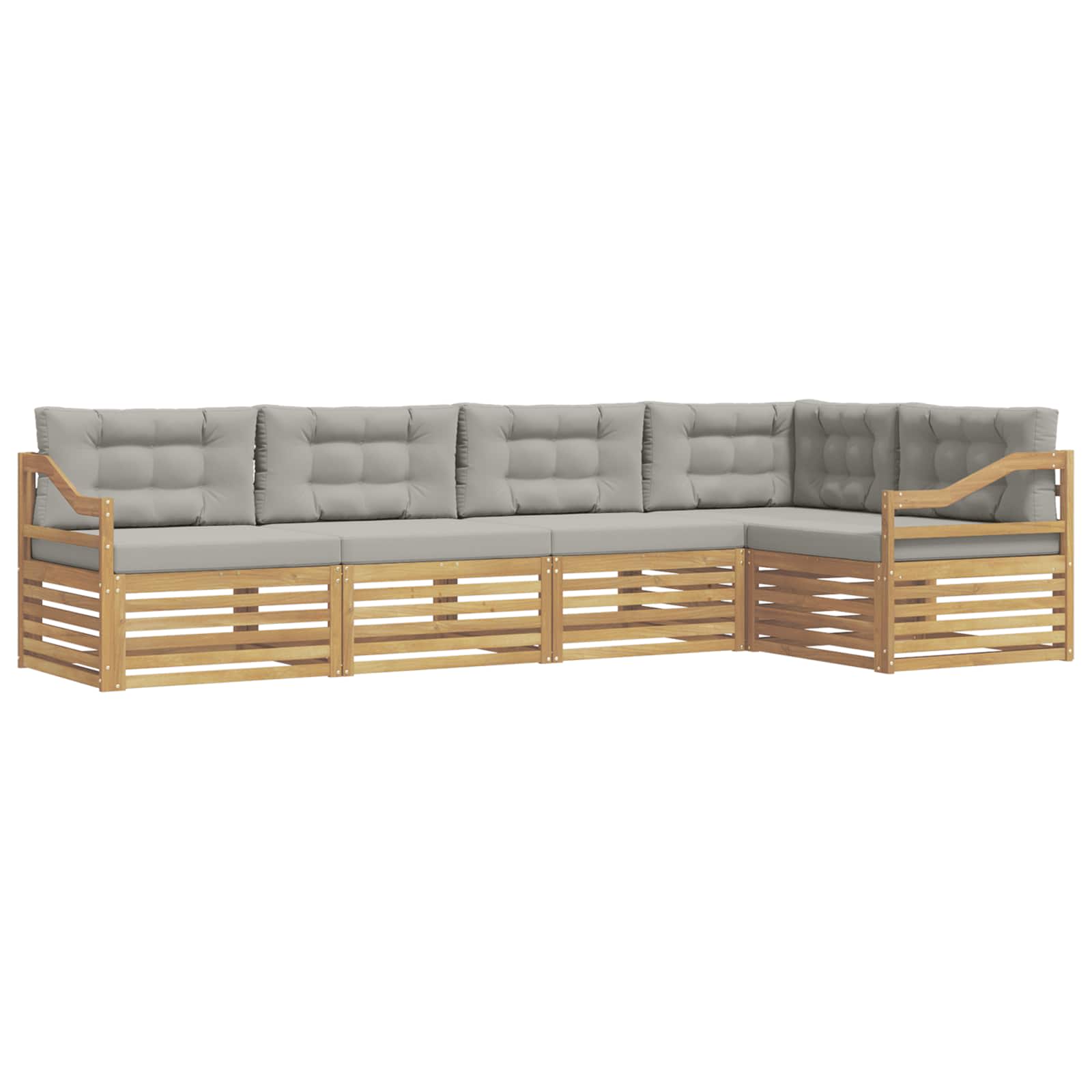 Set vanjskih sofa 5 pcs Bijela i svjetlosiva Poliester