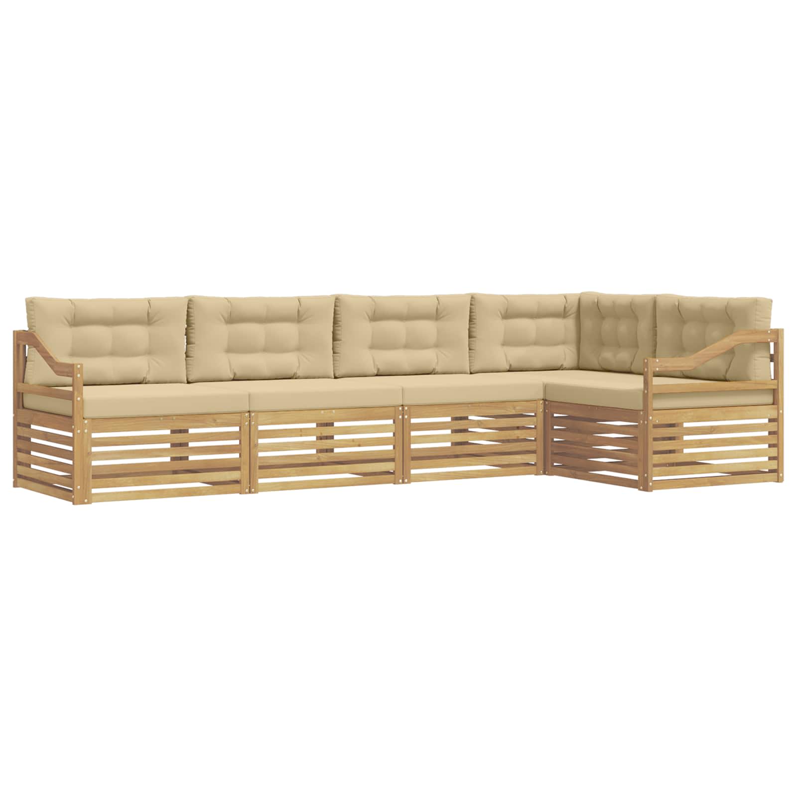 Set vanjskih sofa s jastukom 5 pcs Bijela i bež Poliester