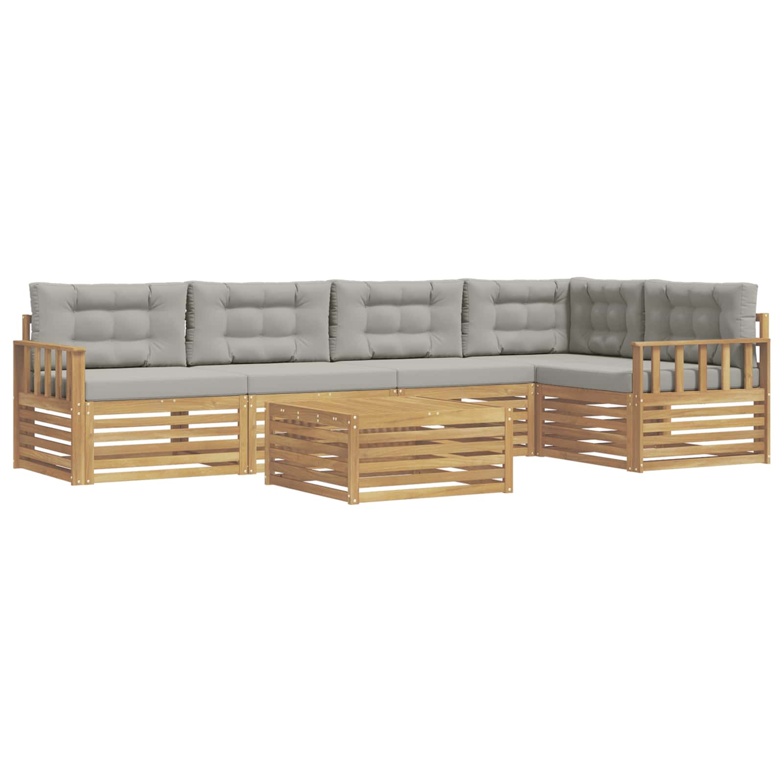 Set vanjskih sofa 6 pcs Bijela i svjetlosiva Poliester