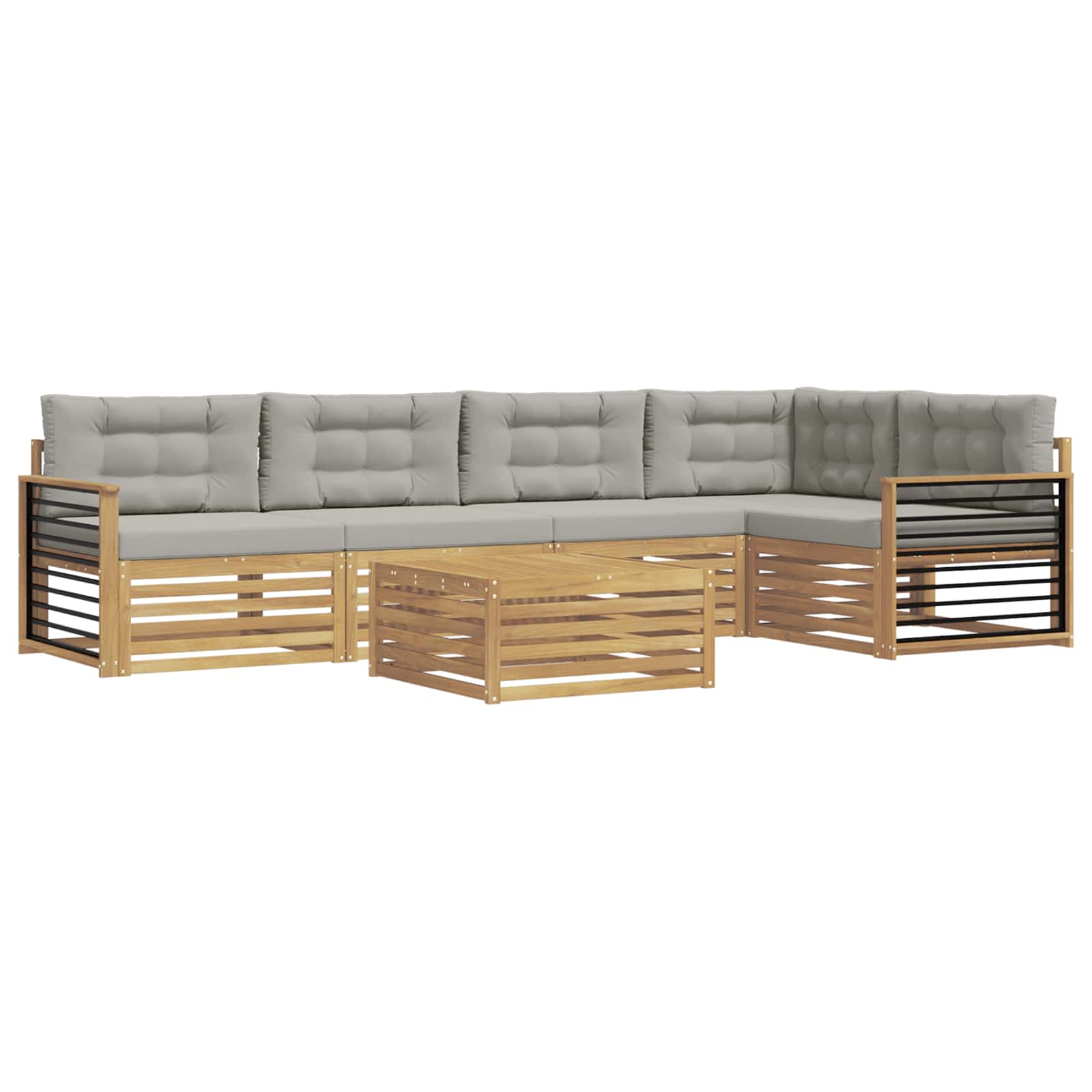 Set vanjskih sofa 6 pcs Bijela i svjetlosiva Poliester