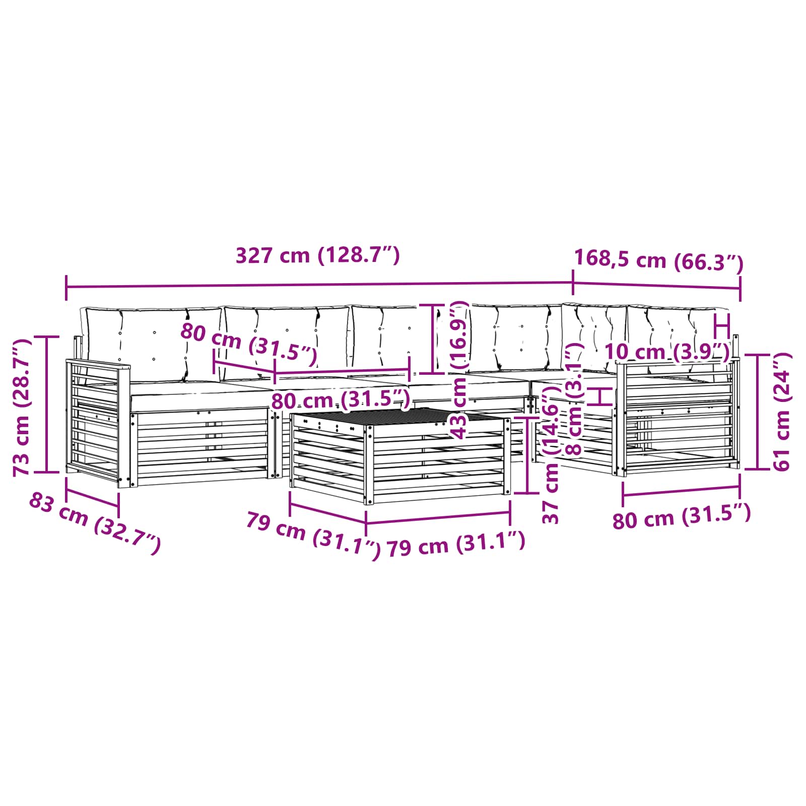 Set vanjskih sofa 6 pcs Bijela i svjetlosiva Poliester