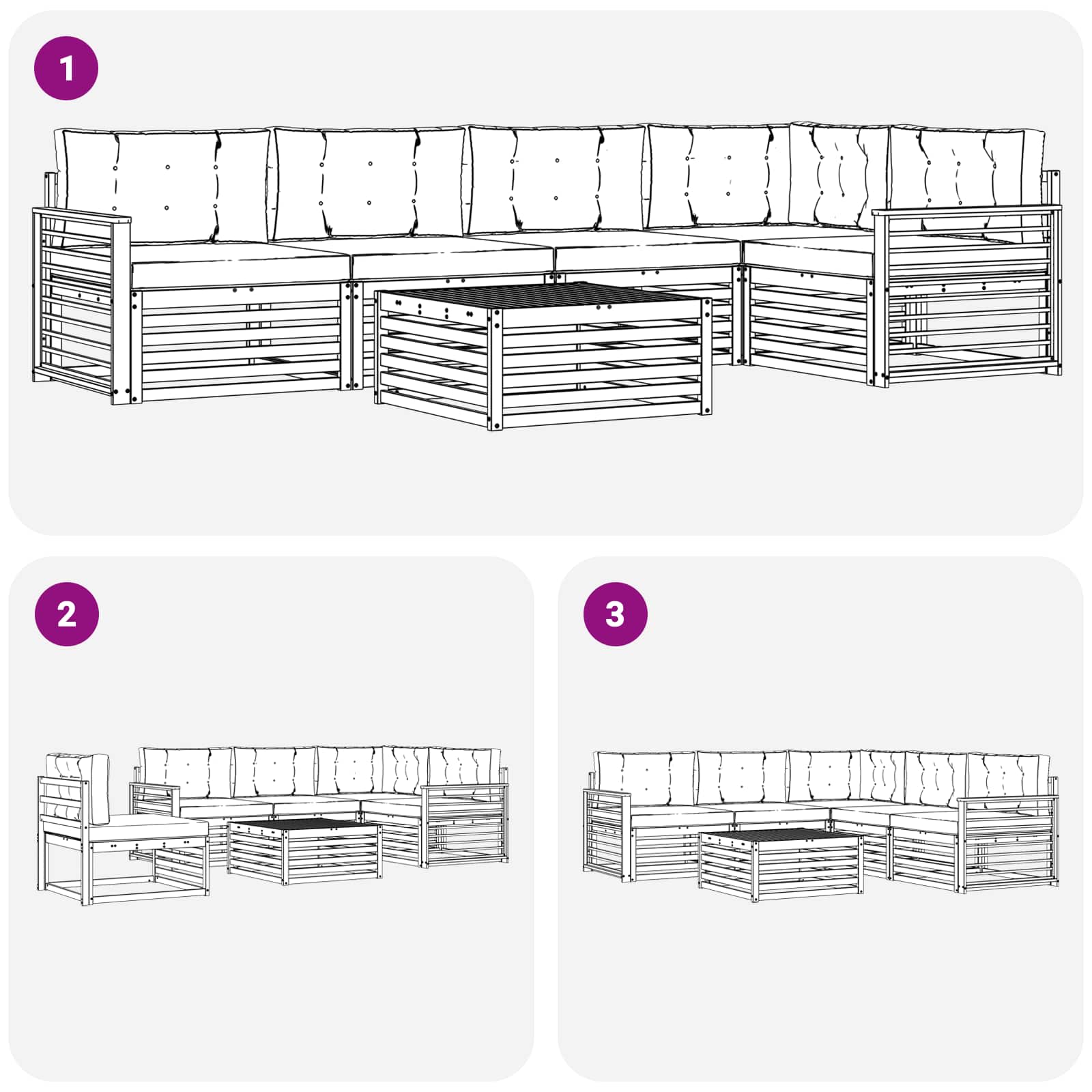 Set vanjskih sofa 6 pcs Bijela i svjetlosiva Poliester
