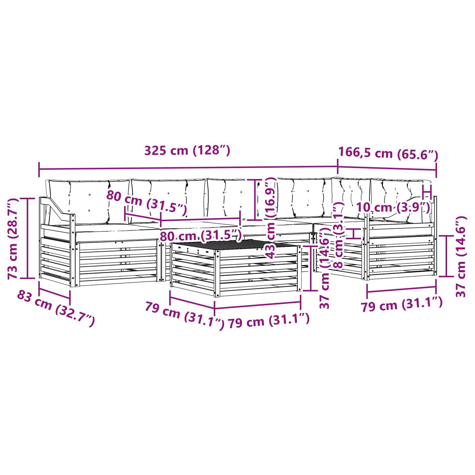 Set vanjskih sofa 6 pcs Bijela i svjetlosiva Poliester