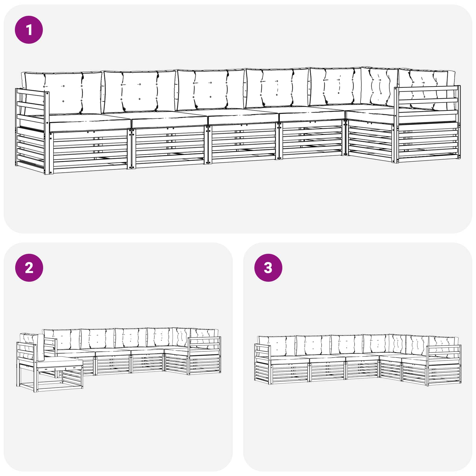 Set vanjskih sofa 6 pcs Bijela i antracit 404 x 166,5 x 73 cm