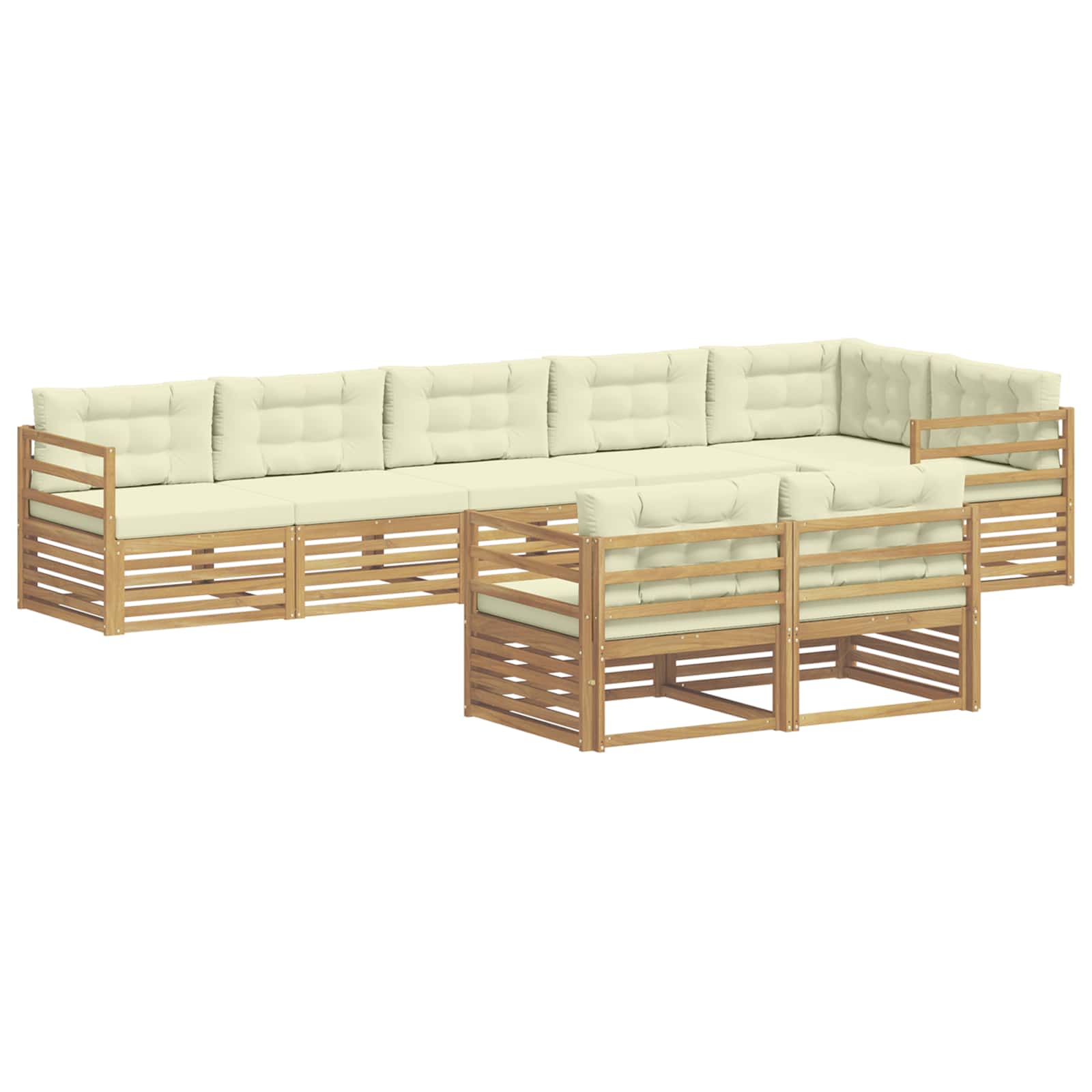 Set vanjskih sofa s jastukom 8 pcs Bijela i krem Poliester