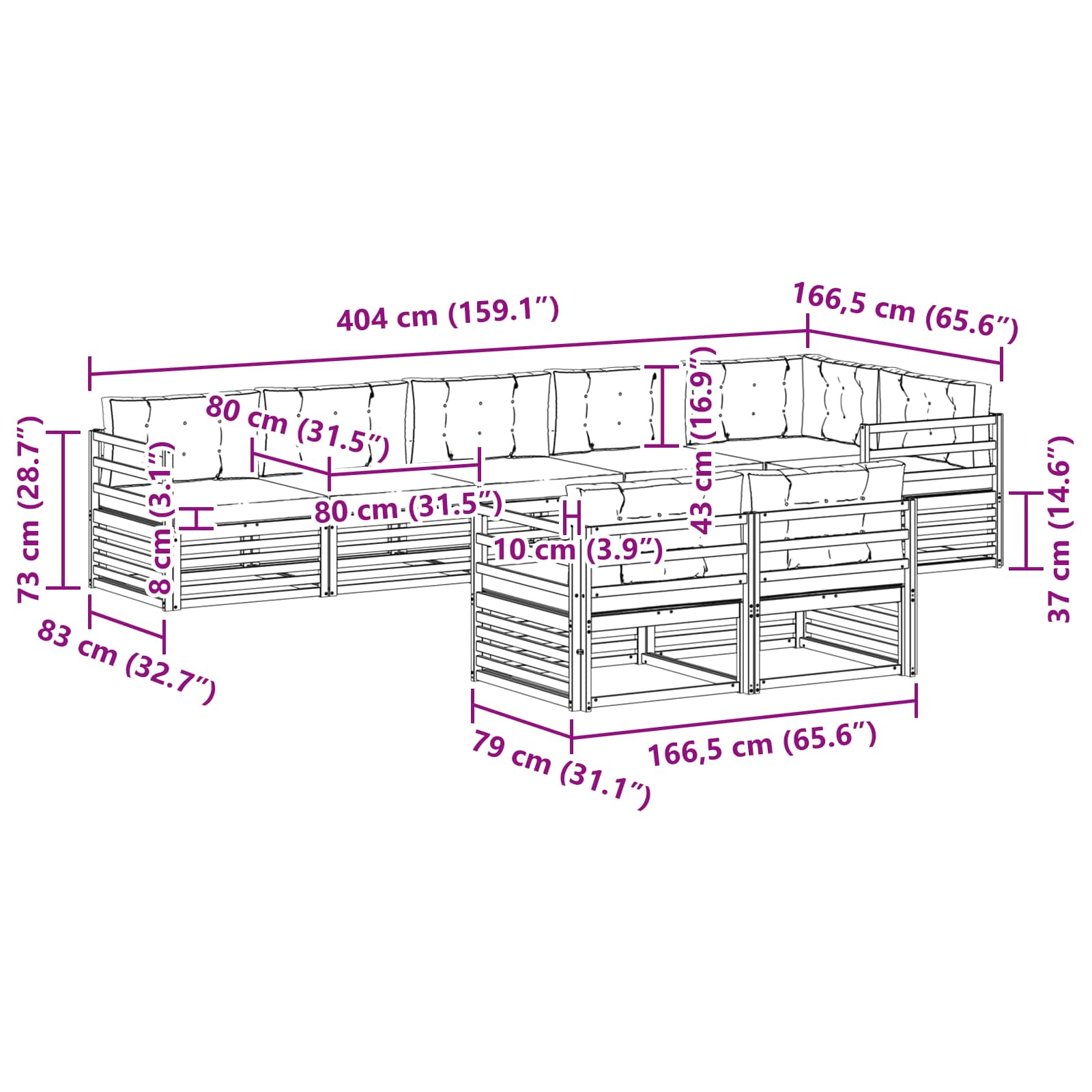 Set vanjskih sofa s jastukom 8 pcs Bijela i krem Poliester