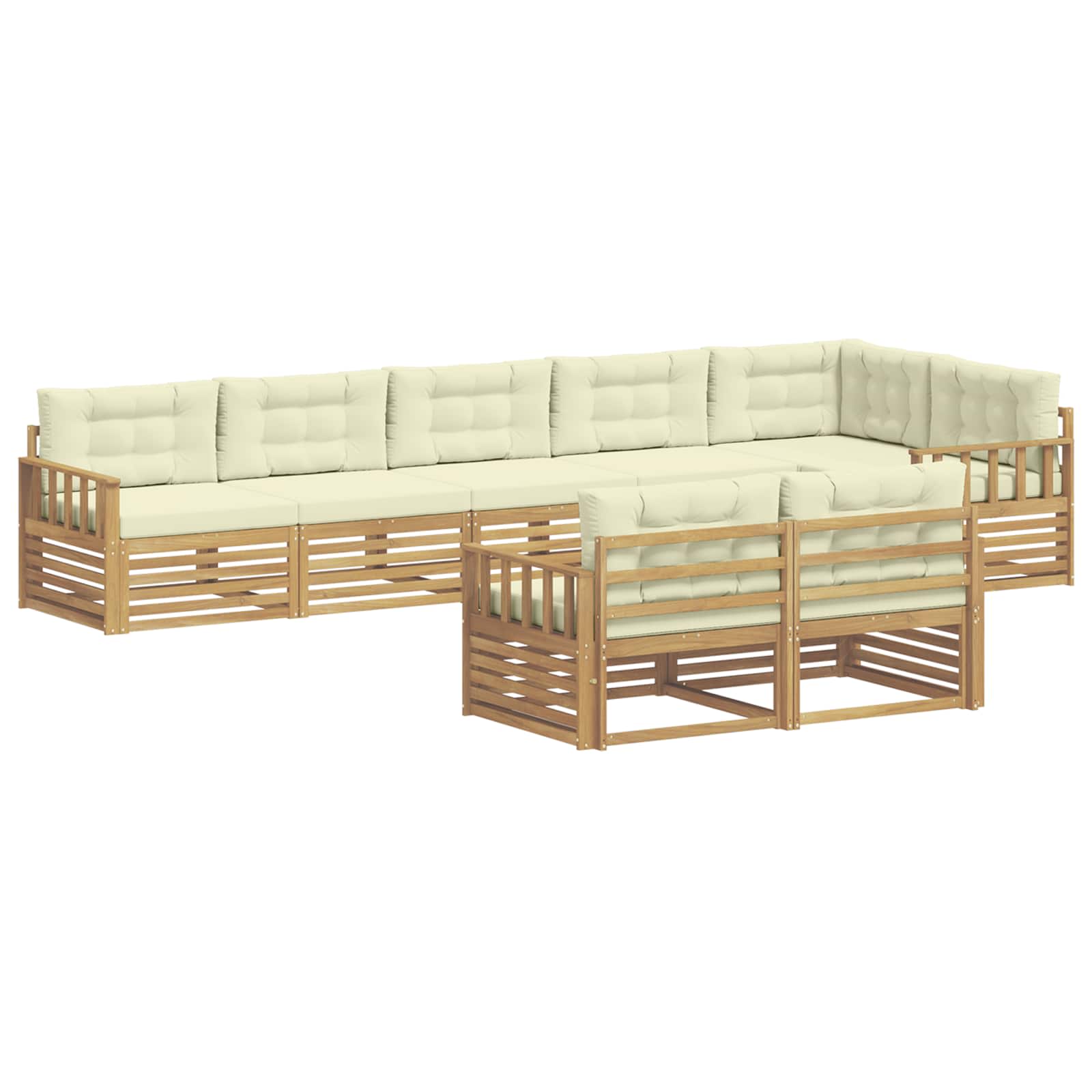 Set vanjskih sofa s jastukom 8 pcs Bijela i krem Poliester