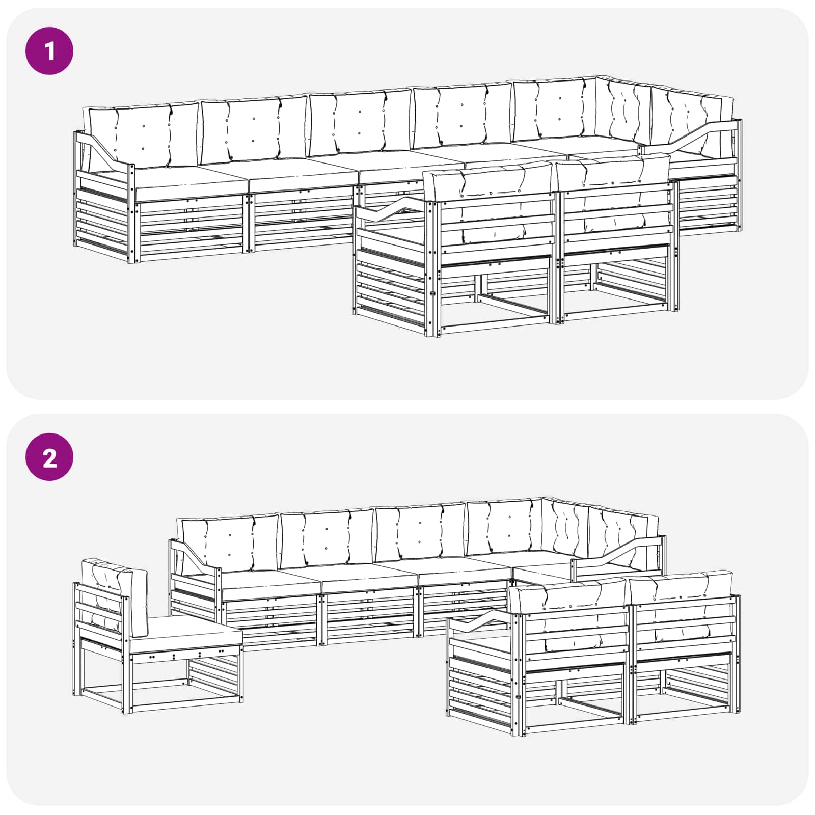 Set vanjskih sofa s jastukom 8 pcs Bijela i krem Poliester