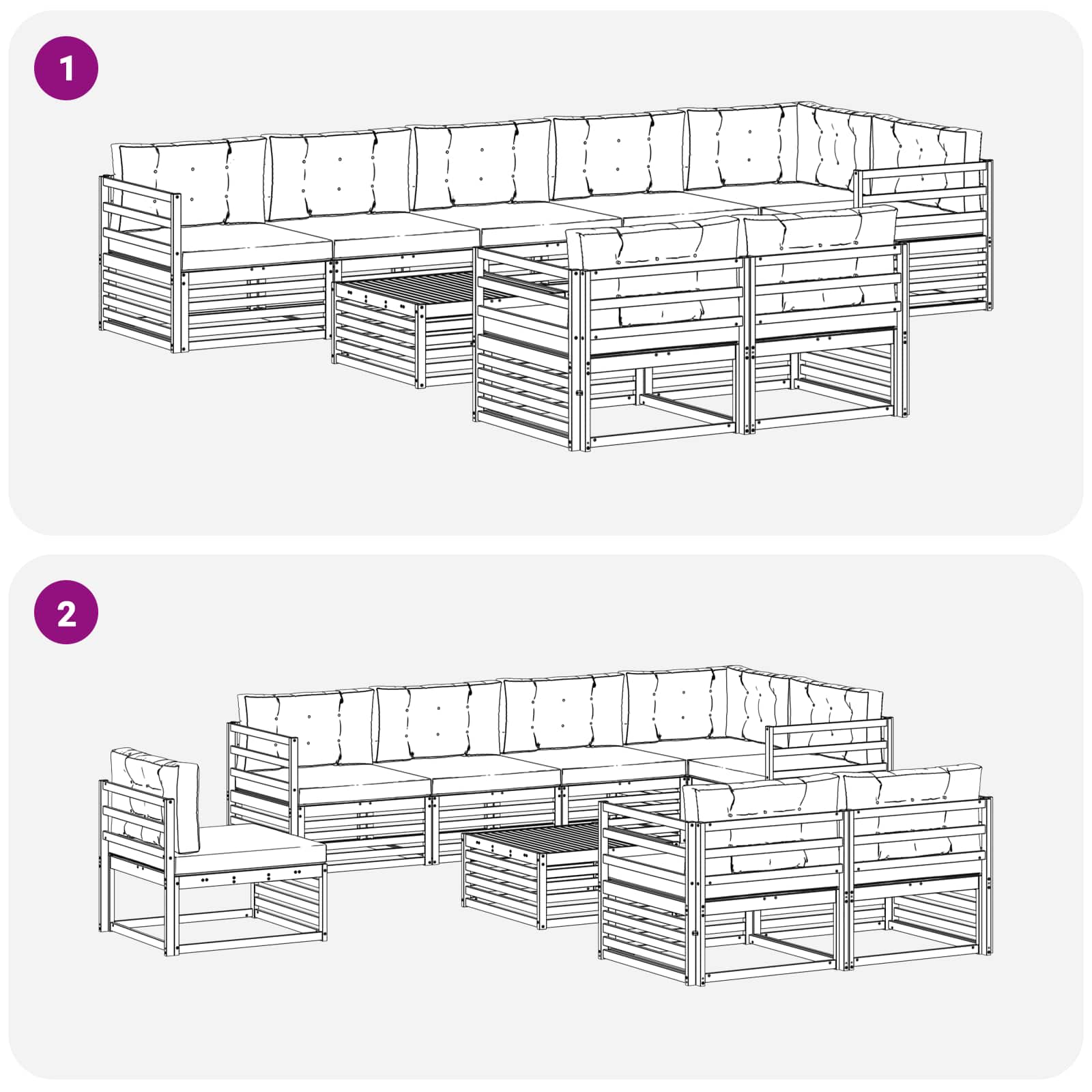 Set vanjskih sofa s jastukom 9 pcs Bijela i antracit
