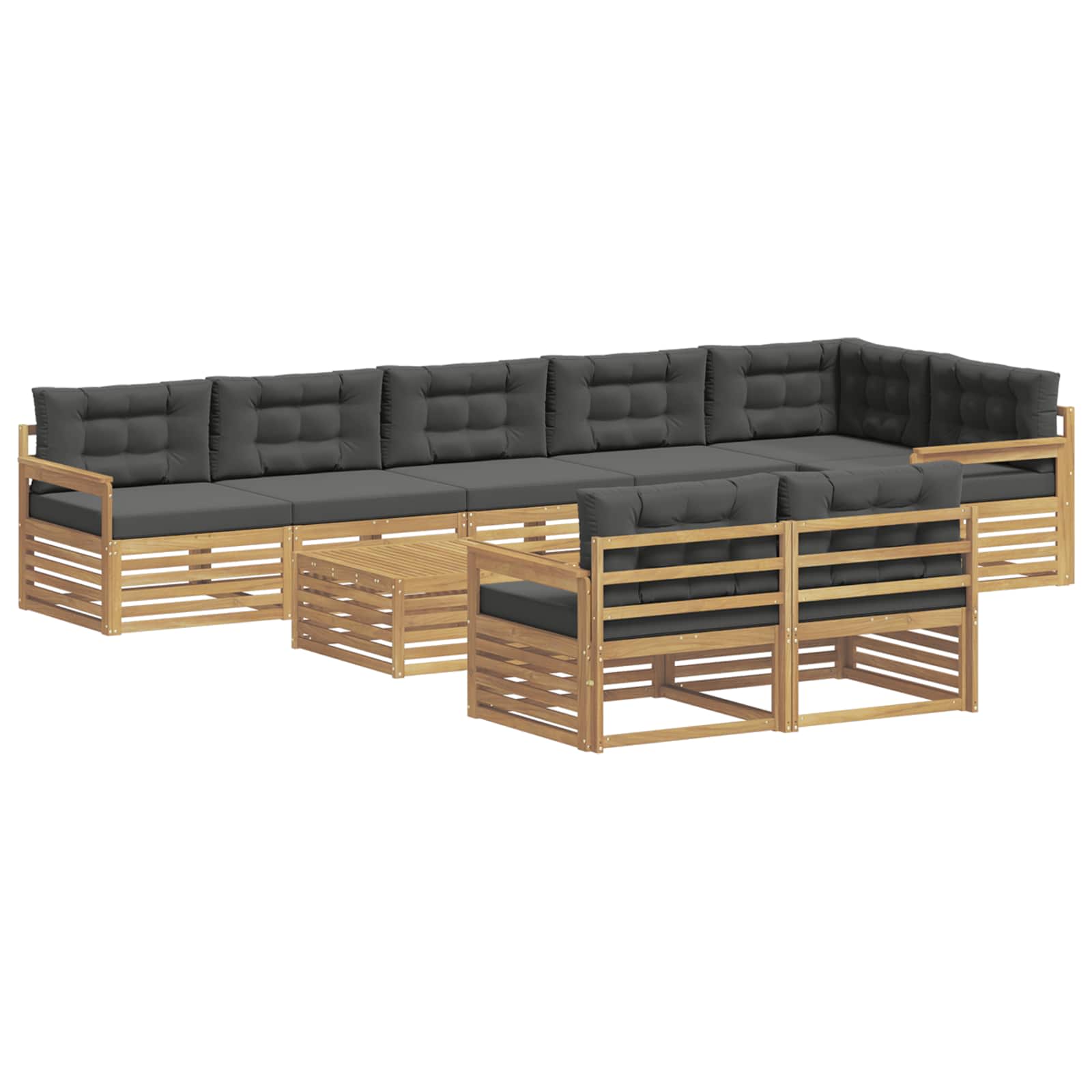 Set vanjskih sofa s jastukom 9 pcs Bijela i antracit Poliester