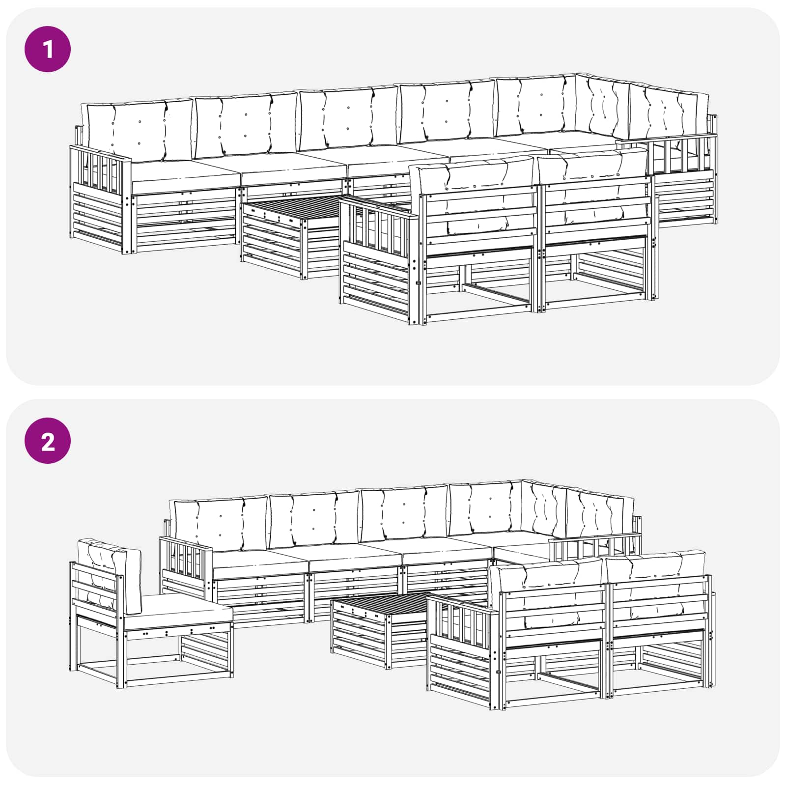 Set vanjskih sofa s jastukom 9 pcs Bijela i bež Poliester