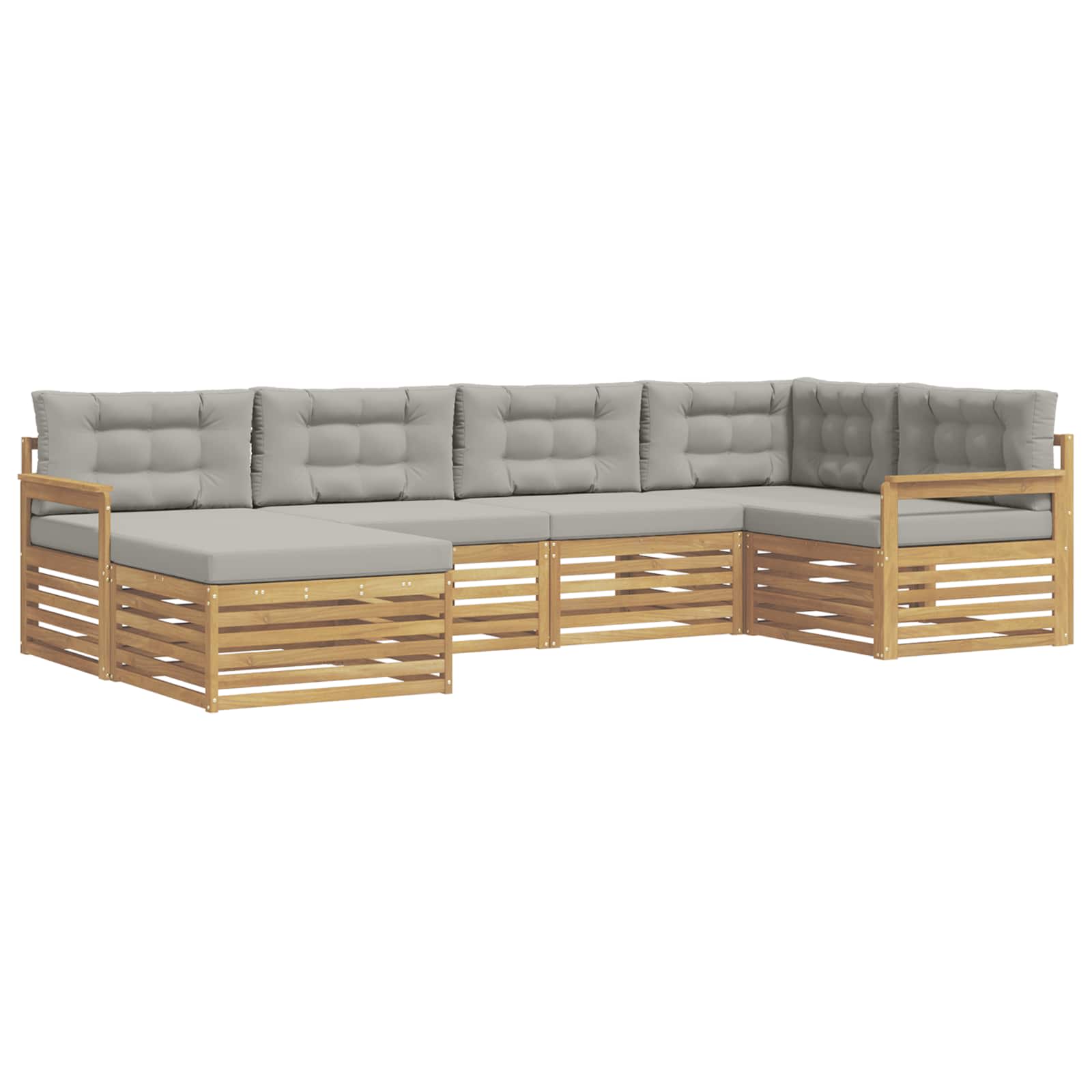 Set vanjskih sofa 6 pcs Bijela i svjetlosiva Poliester