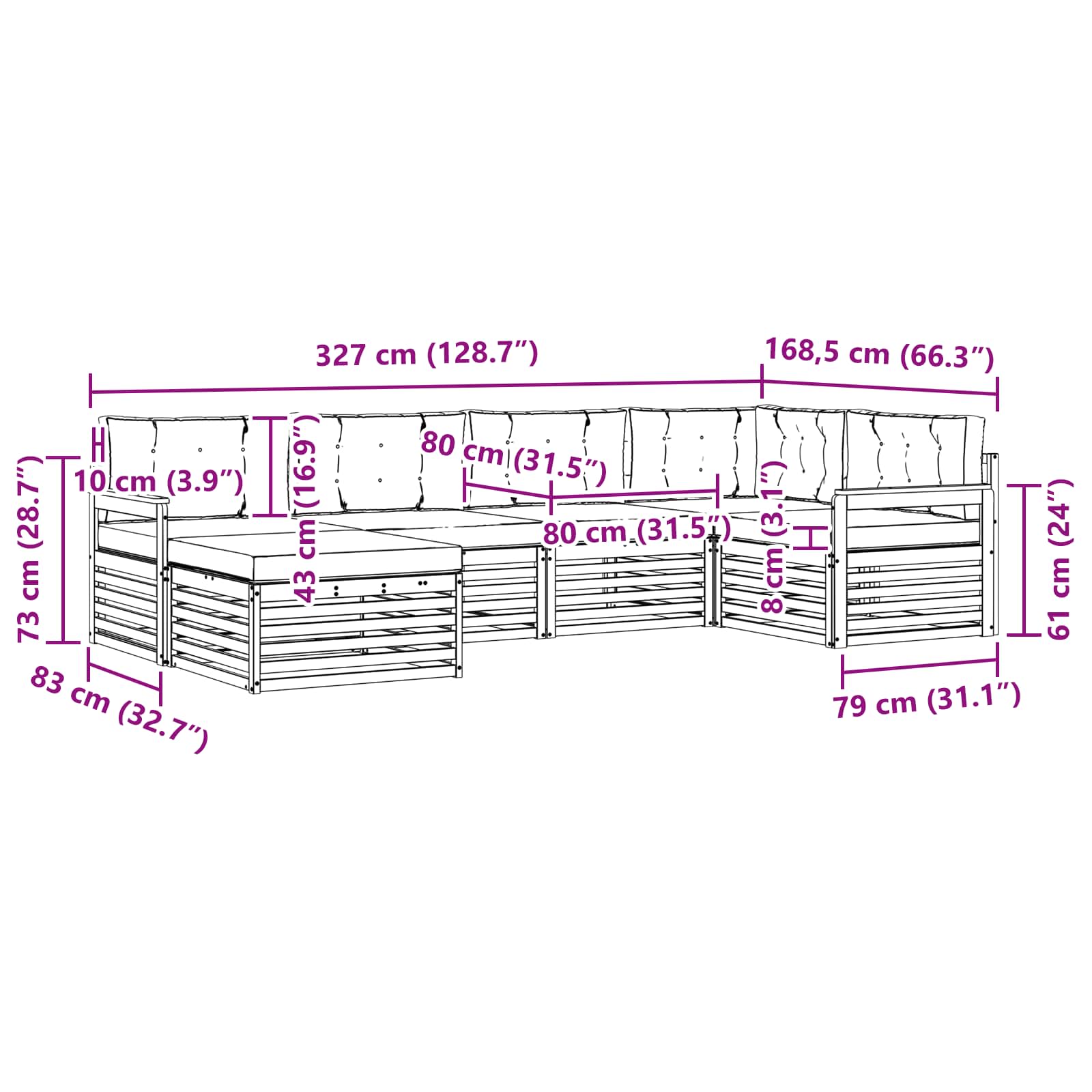 Set vanjskih sofa 6 pcs Bijela i svjetlosiva Poliester