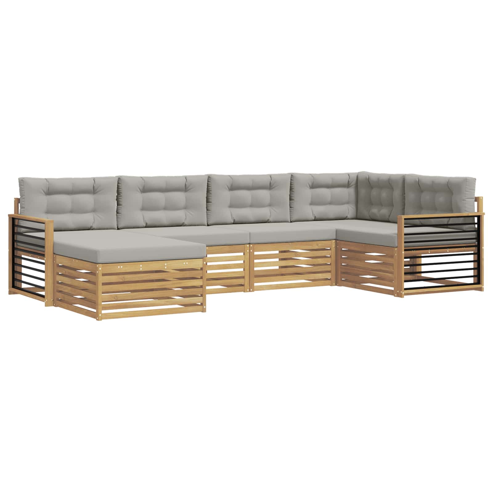 Set vanjskih sofa 6 pcs Bijela i svjetlosiva Poliester