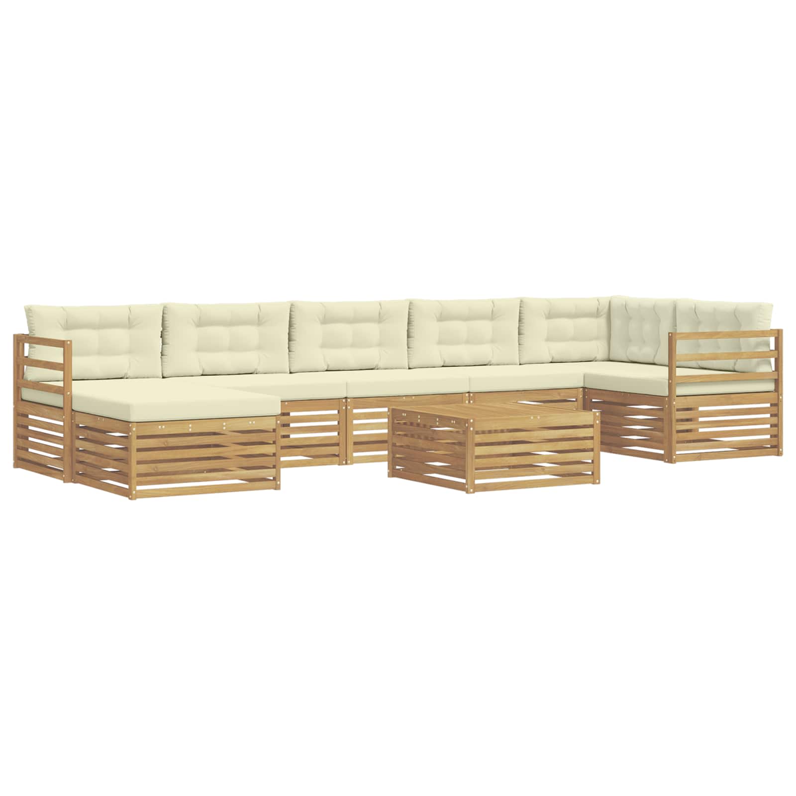 Set vanjskih sofa s jastukom 8 pcs Bijela i krem Poliester