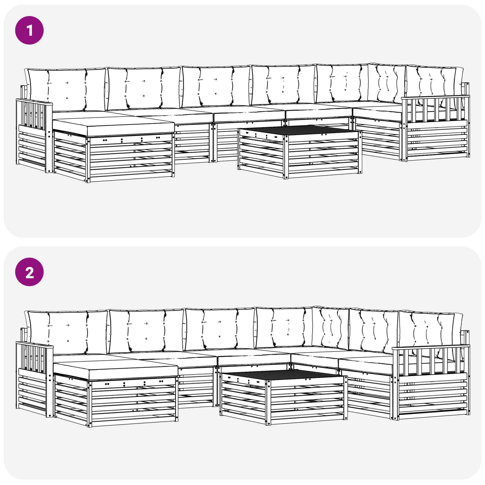 Set vanjskih sofa s jastukom 8 pcs Bijela i antracit