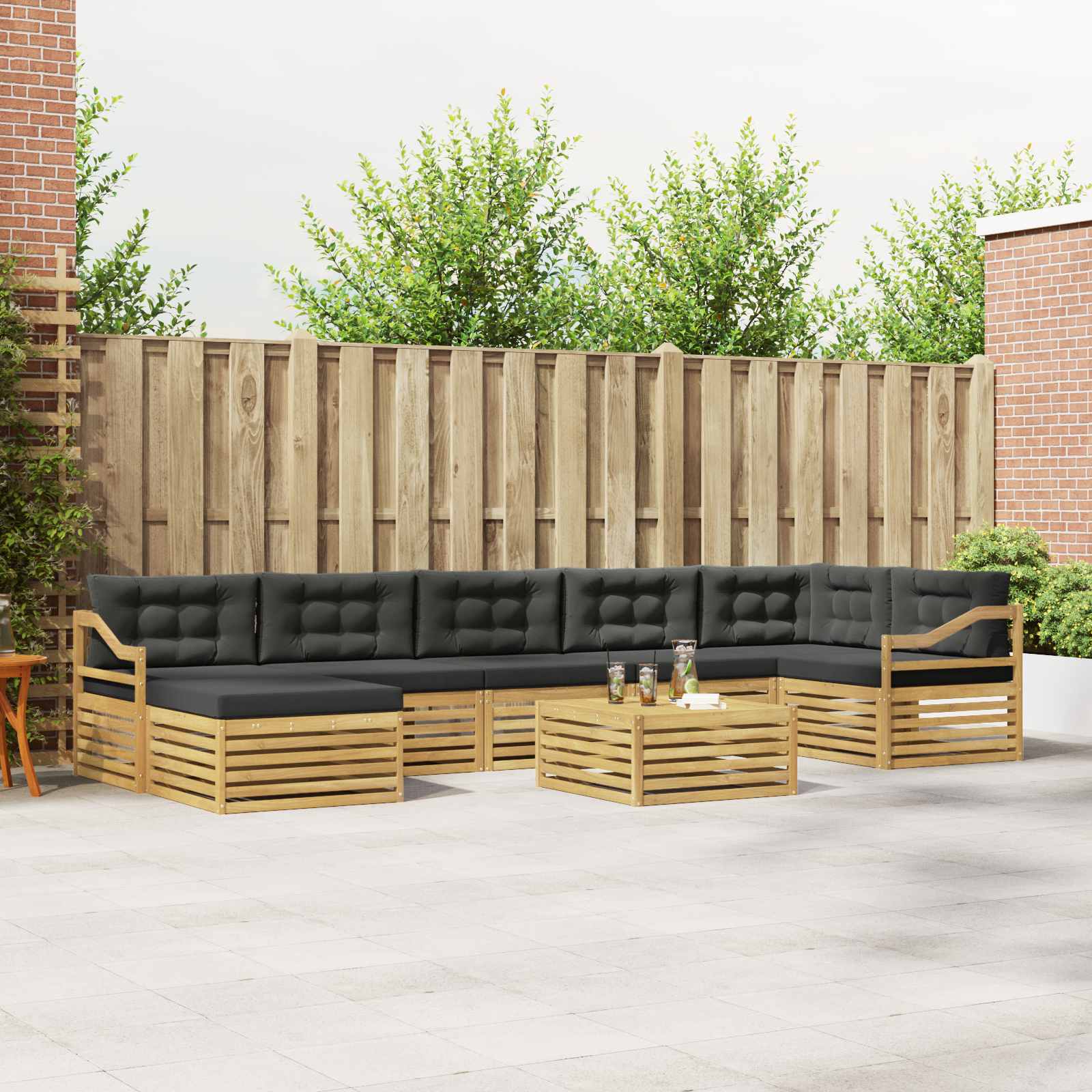 Set vanjskih sofa s jastukom 8 pcs Bijela i antracit Poliester