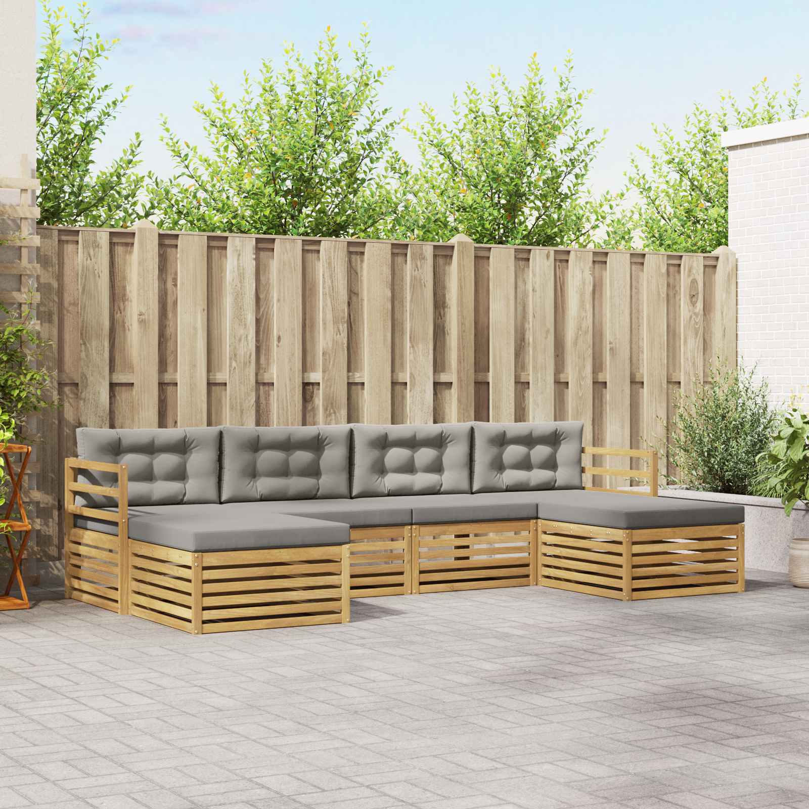 Set vanjskih sofa 6 pcs Bijela i svjetlosiva