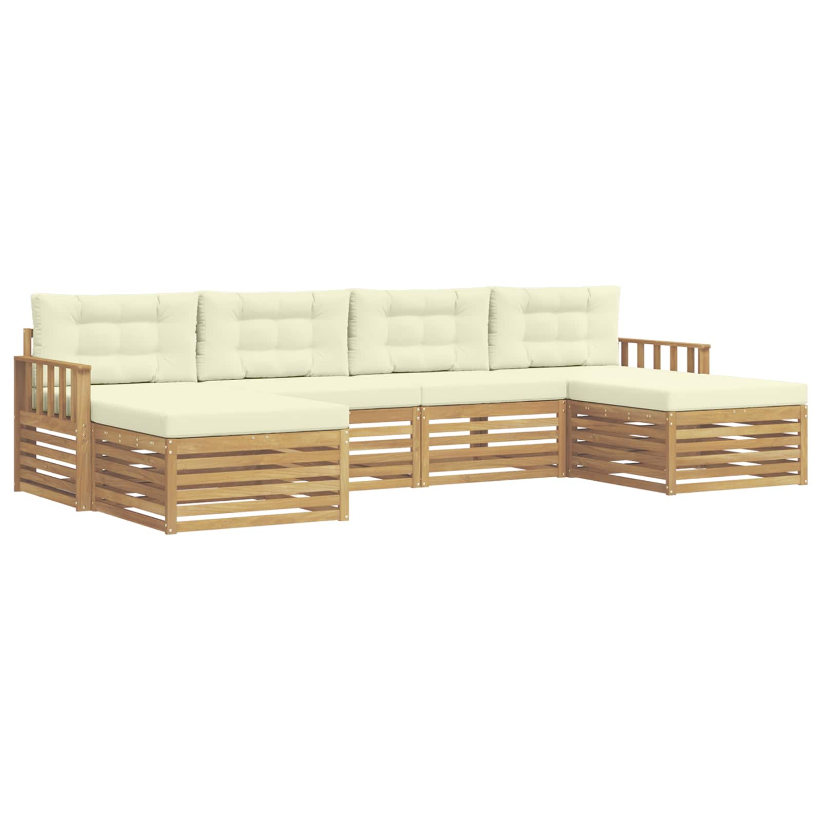 Setovi sofa s jastukom 6 pcs Bijela i krem Čvrsto drvo akacije