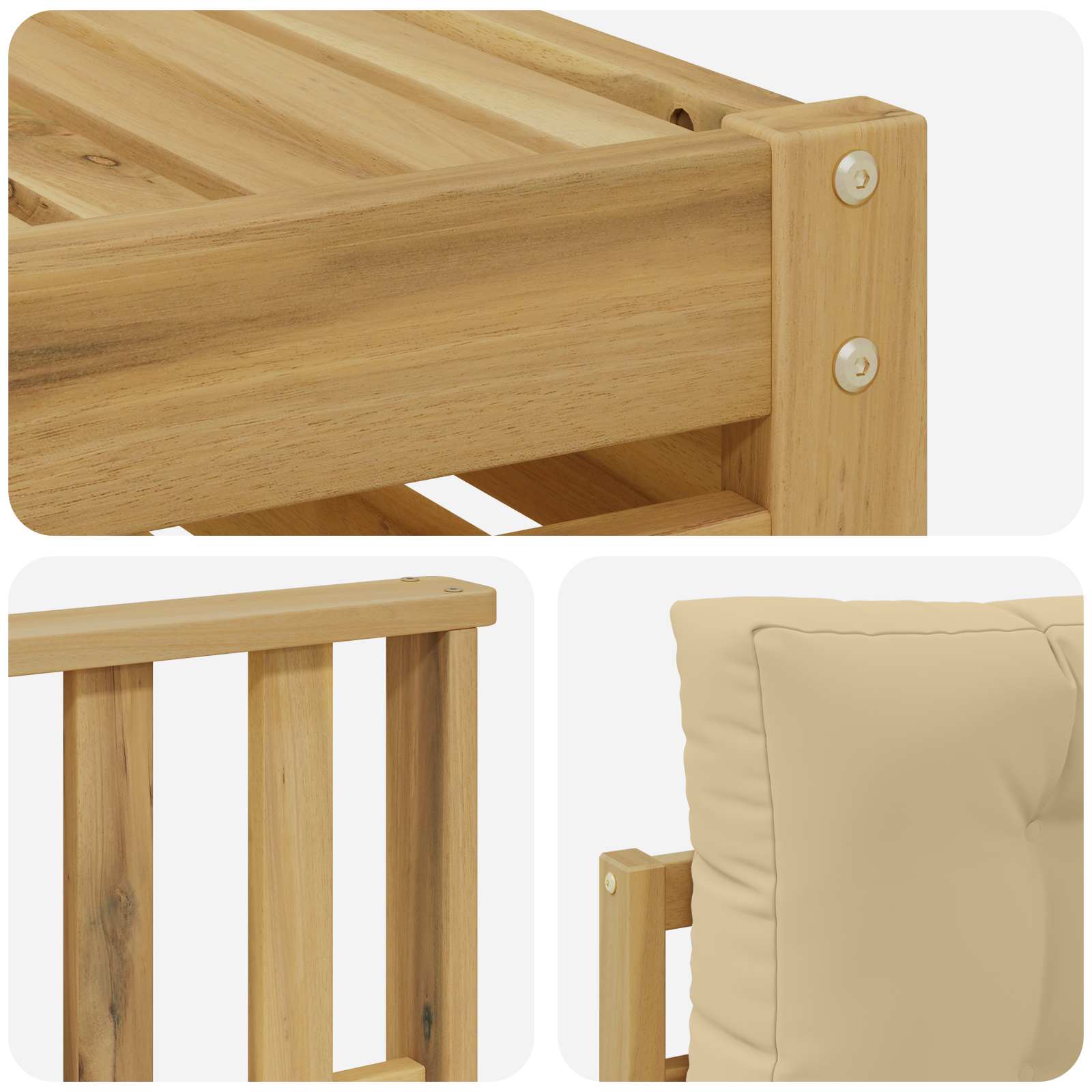 Setovi sofa s jastukom 6 pcs Bijela i bež Čvrsto drvo akacije
