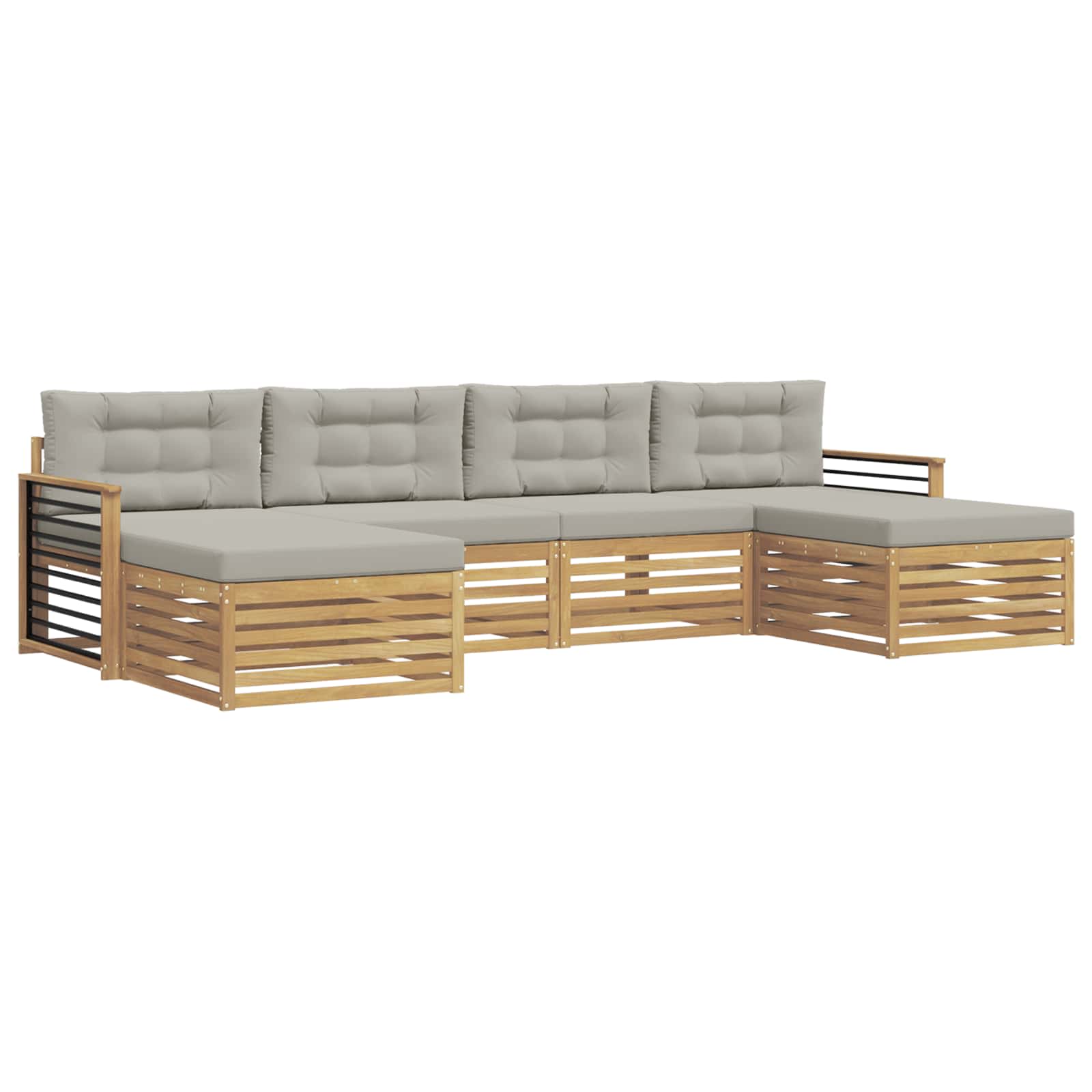 Setovi sofa 6 pcs Bijela i svjetlosiva Čvrsto drvo akacije
