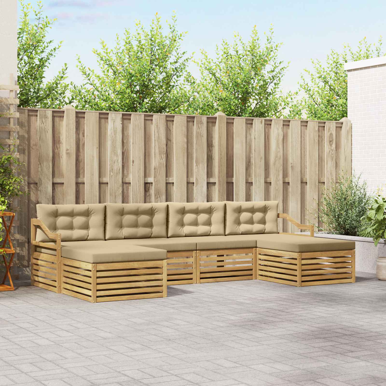 Set vanjskih sofa 6 pcs Bijela i bež 325 x 162,5 x 73 cm
