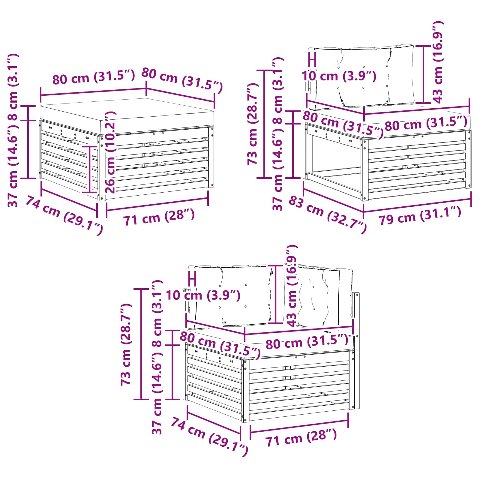 Set vanjskih sofa s jastukom 8 pcs Bijela i antracit