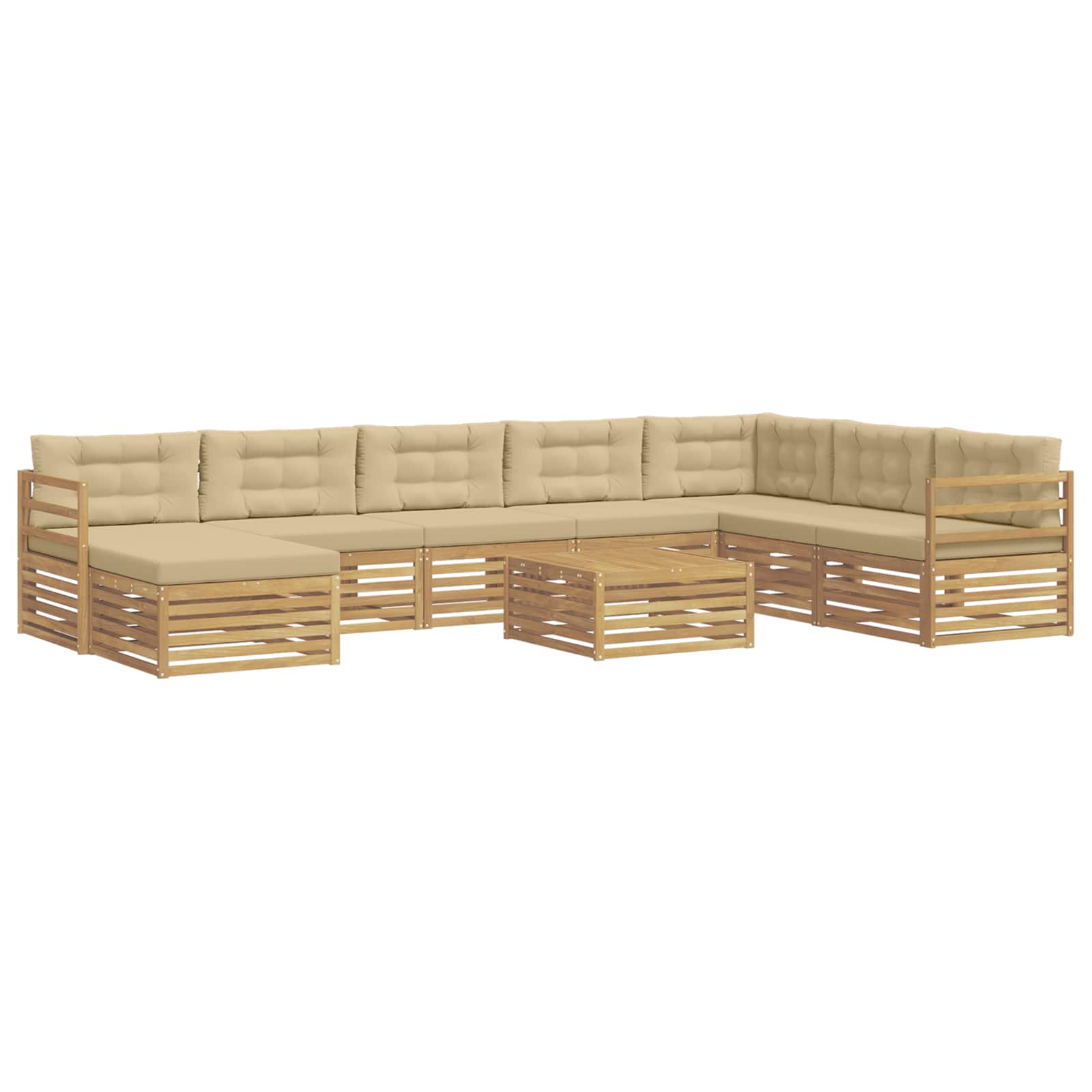 Set vanjskih sofa s jastukom 9 pcs Bijela i bež Poliester