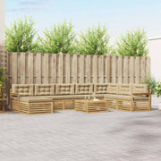 Set vanjskih sofa 9 pcs Bijela i bež Čvrsto drvo akacije