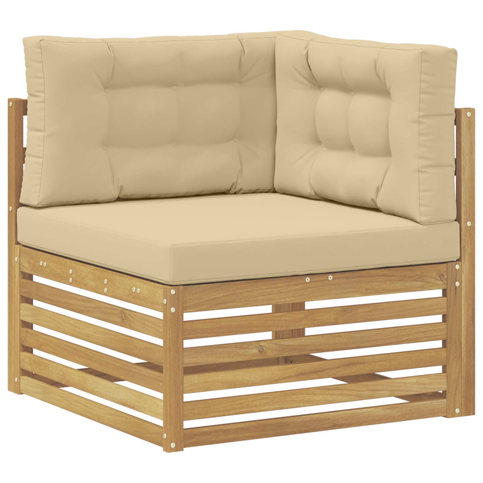 Set vanjskih sofa 9 pcs Bijela i bež Čvrsto drvo akacije