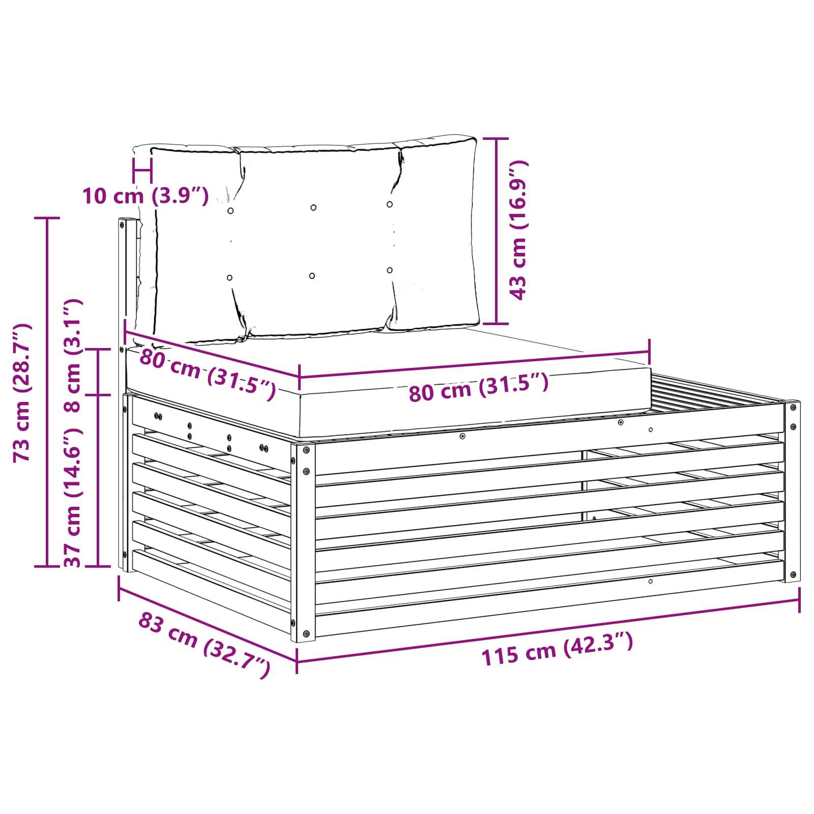 Set vanjskih sofa Bijela 230,5 x 83 x 73 cm Poliester