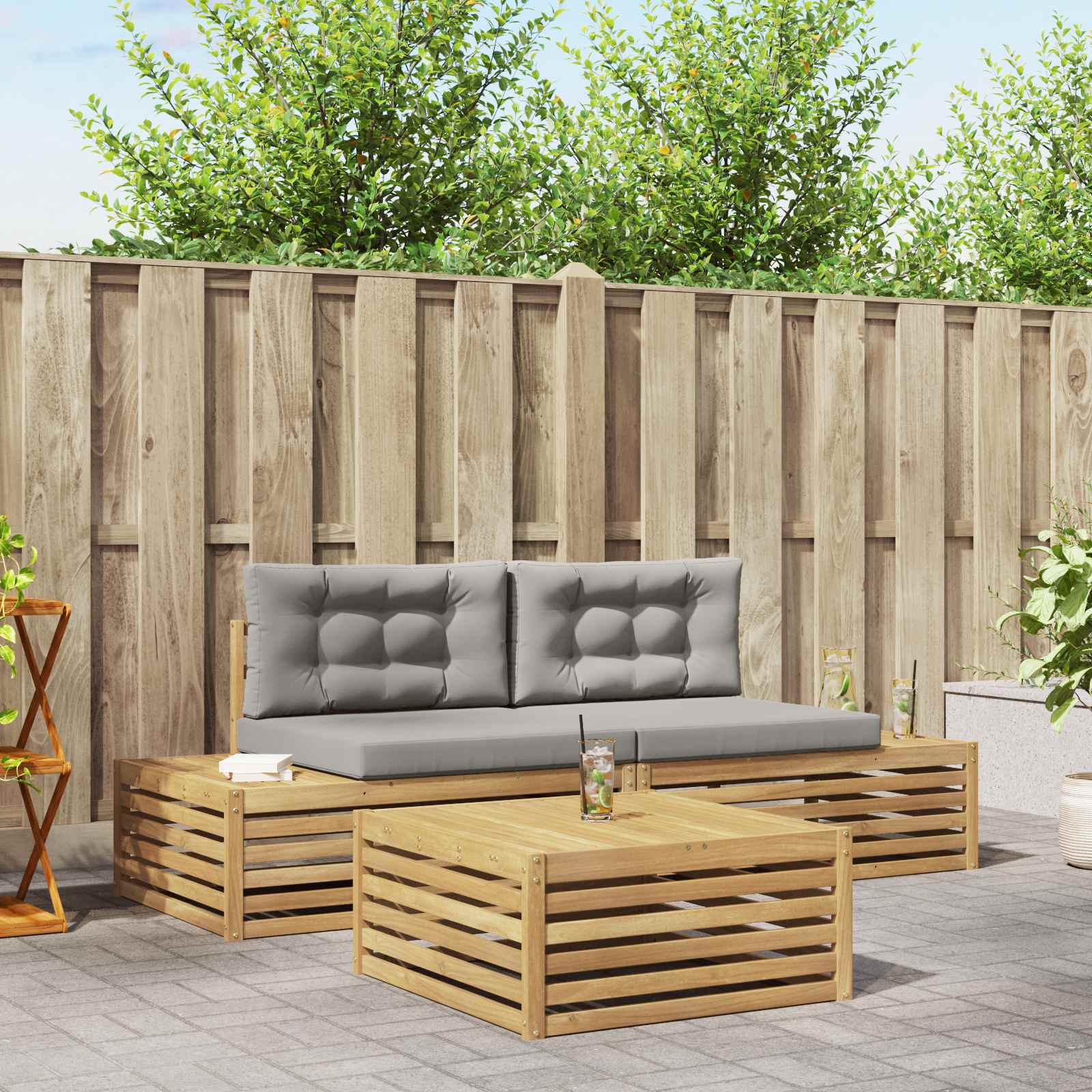 3 Komad Set vanjskih sofa Poliester Bijela