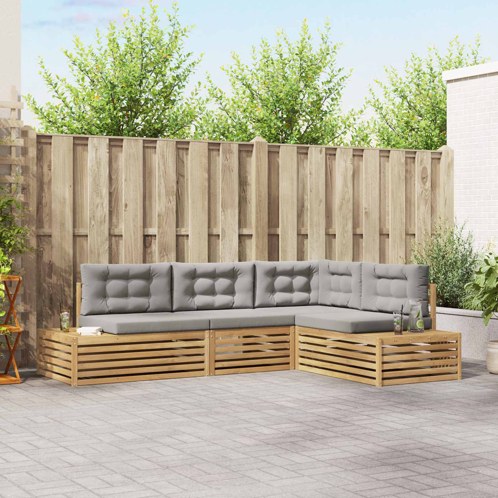 4 Komad Set vanjskih sofa Poliester Bijela