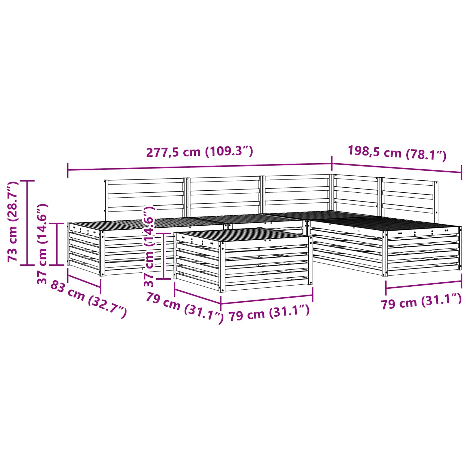 Set vanjskih sofa 6 Komad