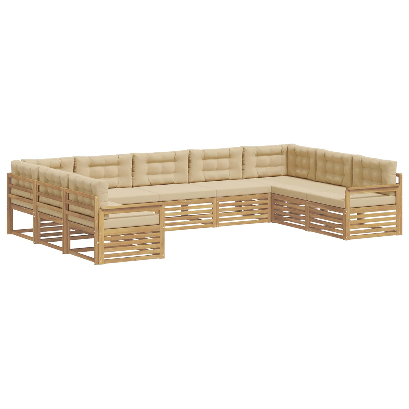 Set vanjskih sofa 9 pcs Bijela i bež Čvrsto drvo akacije