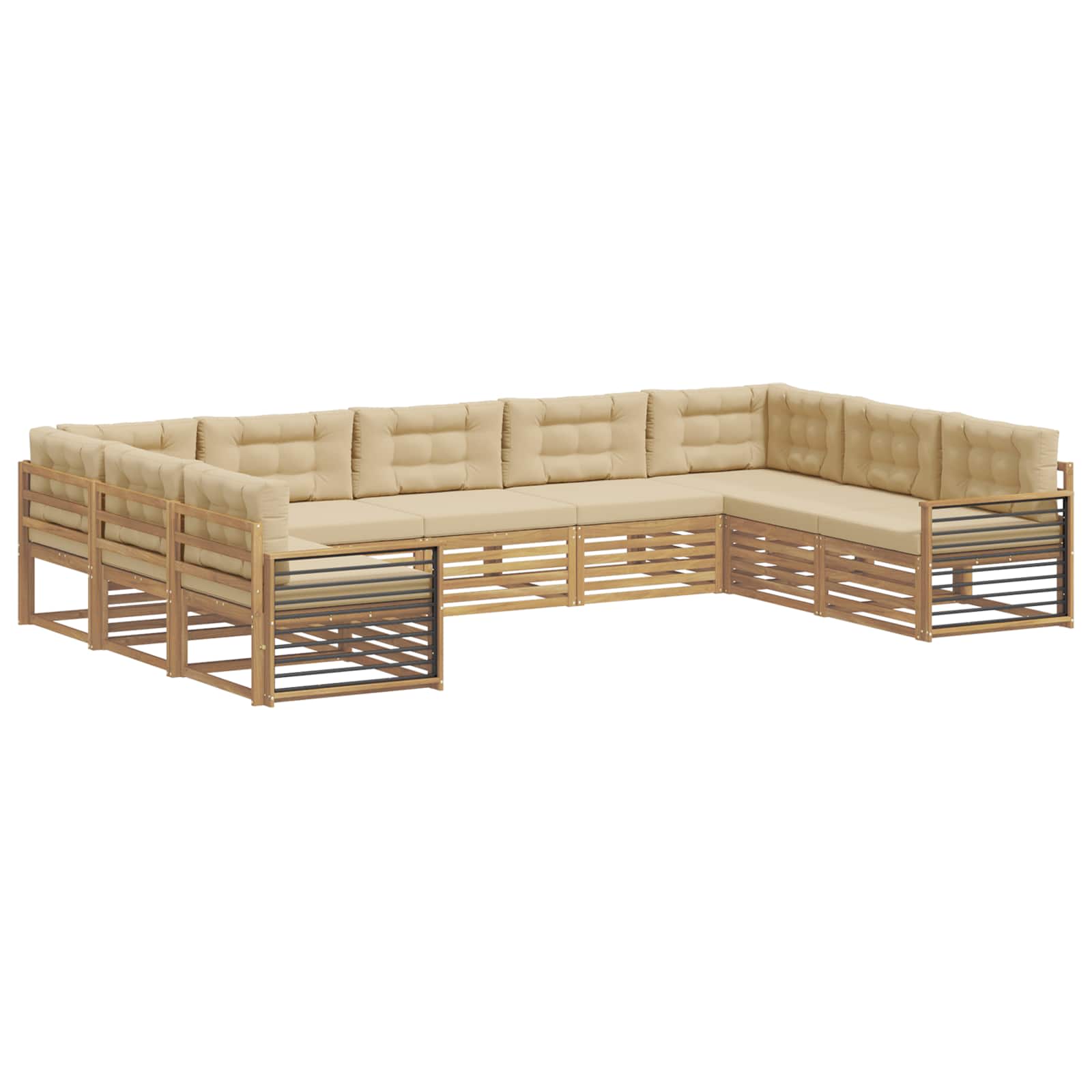 Set vanjskih sofa 9 pcs Bijela i bež Čvrsto drvo akacije