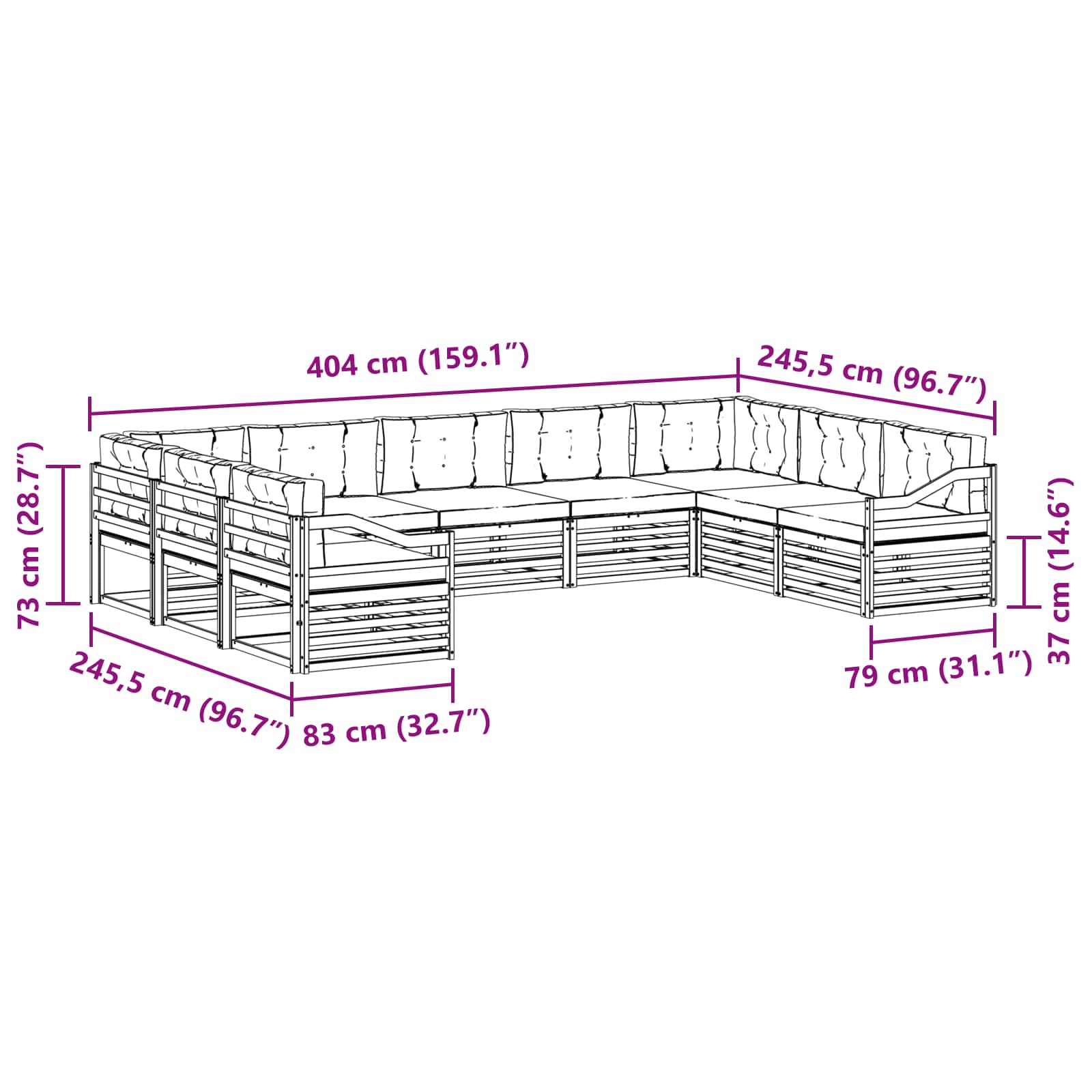 Set vanjskih sofa 9 pcs Bijela i antracit 404 x 245,5 x 73 cm